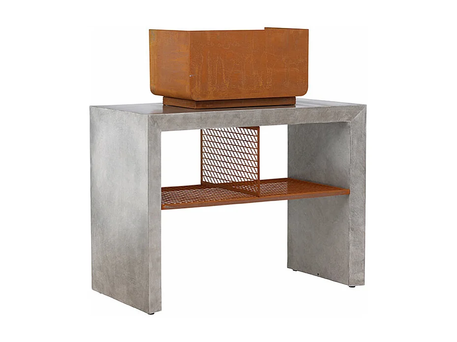 Meuble Bas d'Extérieur Avec Gril "Velas" 120cm Gris Clair