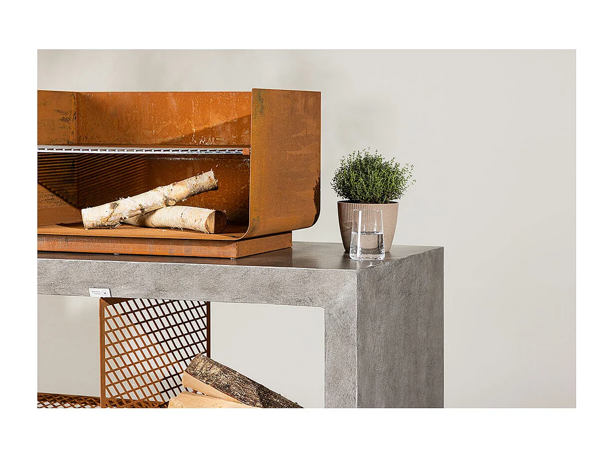 Meuble Bas d'Extérieur Avec Gril "Velas" 120cm Gris Clair