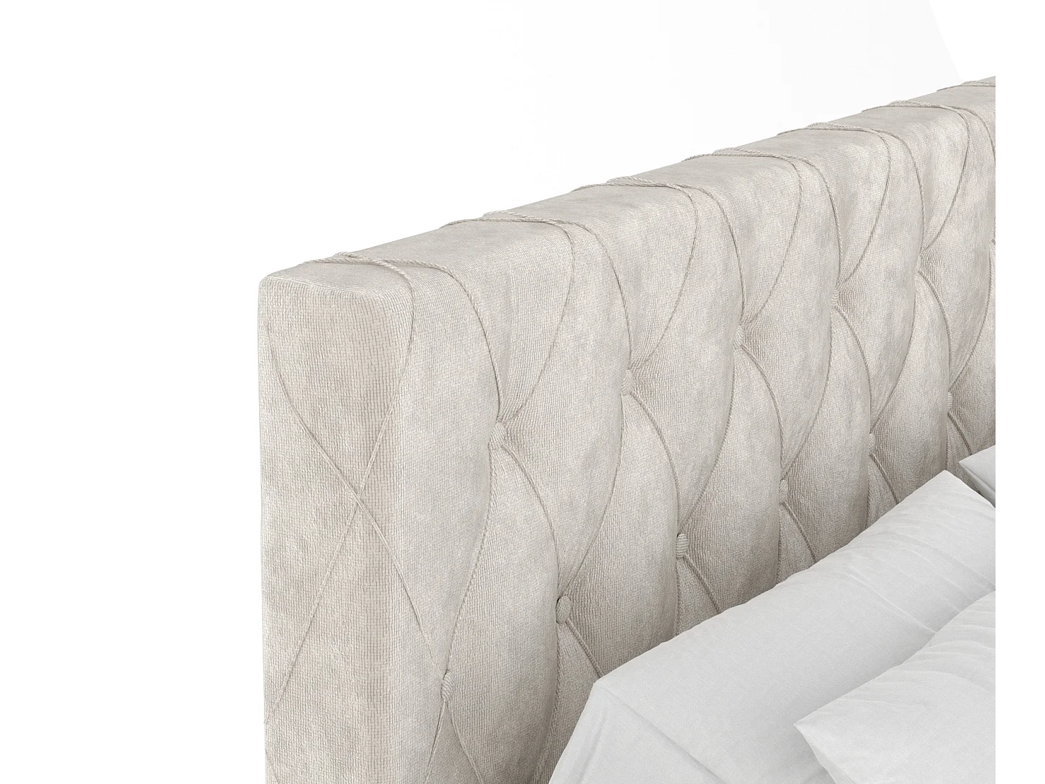 Łóżko boxspring w tkaninie welwetowej Otus - materac - topper - 140x200 cm - jasnobeżowy