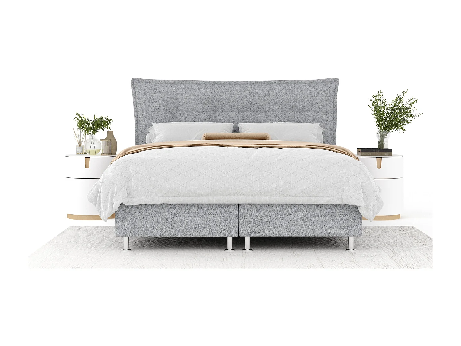 Boxspringbett aus Webstoff Minori - Matratze - Toppermatratze - 160x200 cm - grau
