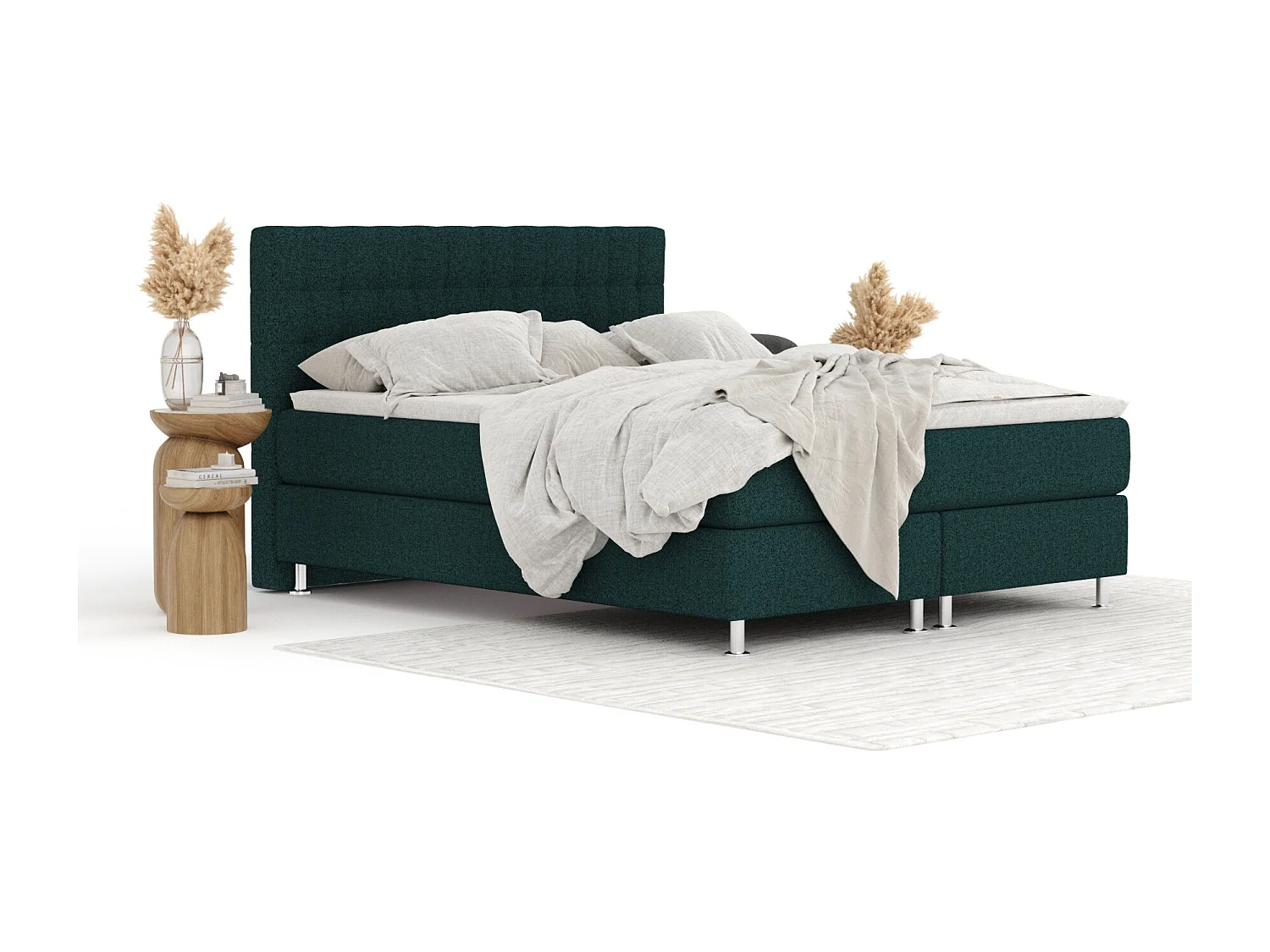 Boxspringbett aus Webstoff Sorrento - Matratze - Toppermatratze - 200x200 cm - grün