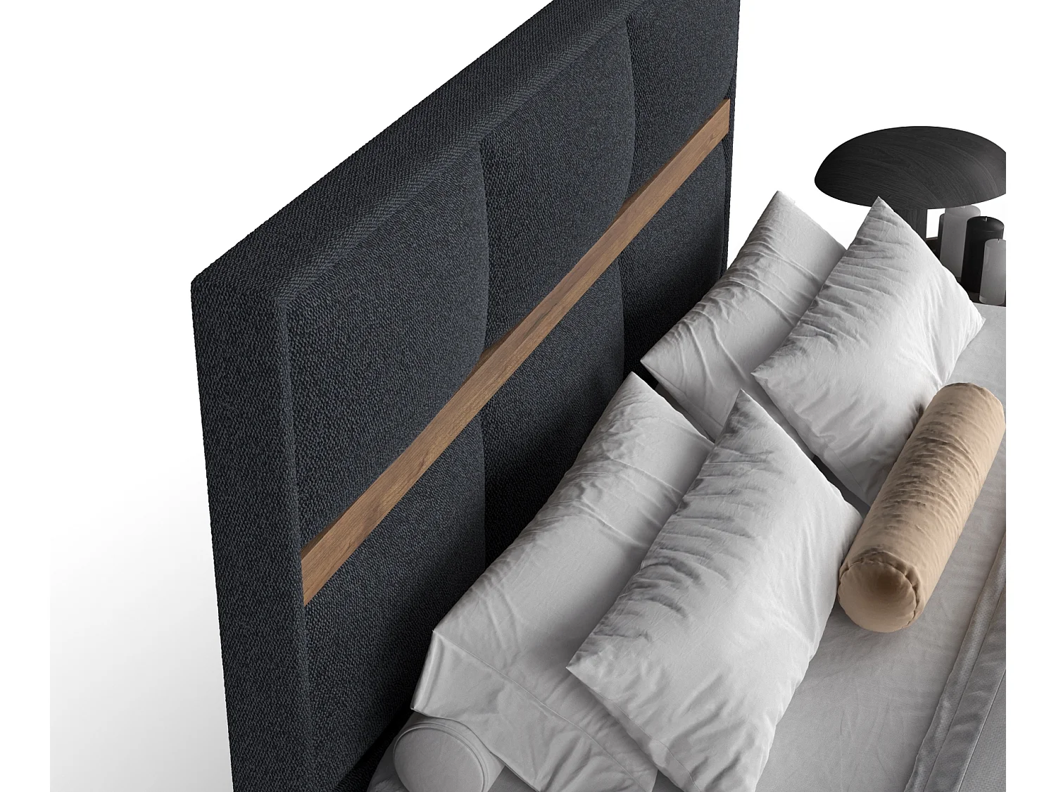 Boxspringbett aus Webstoff Soto - Matratze - Toppermatratze - 140x200 cm - schwarz