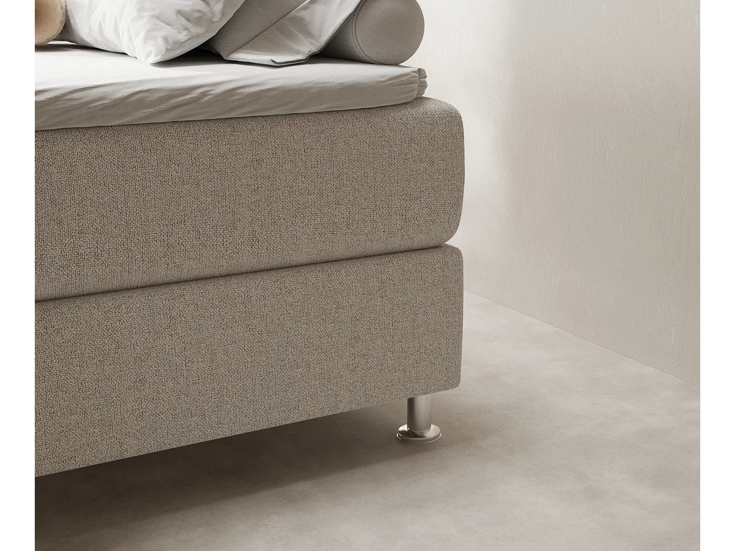 Lit boxspring en toile tissée Sub - matelas - surmatelas - 200x200 cm - beige