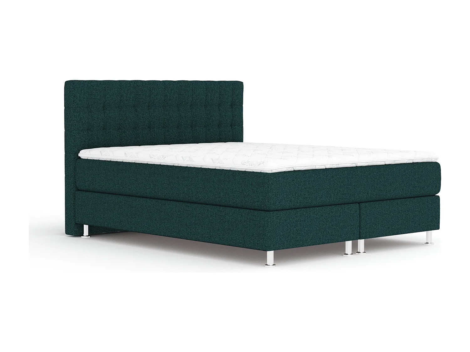 Boxspringbett aus Webstoff Sorrento - Matratze - Toppermatratze - 140x200 cm - grün