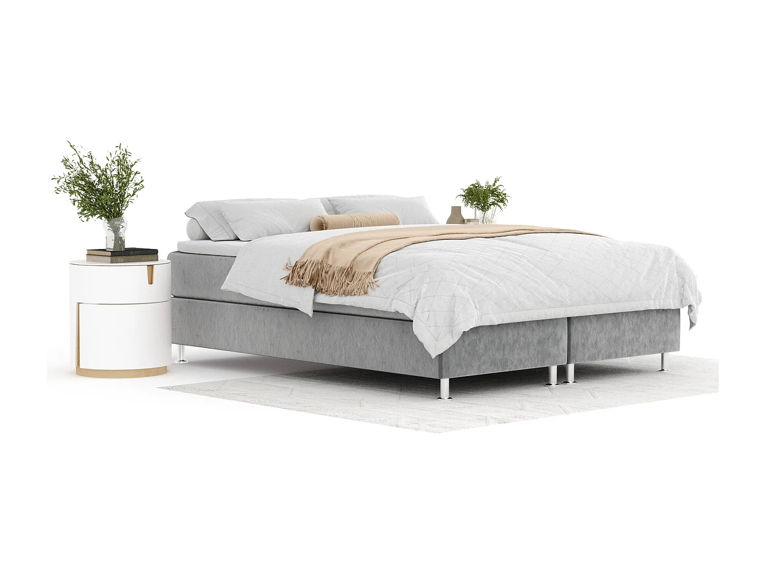 Lit boxspring en tissu velours Sub - matelas - surmatelas - 160x200 cm - gris