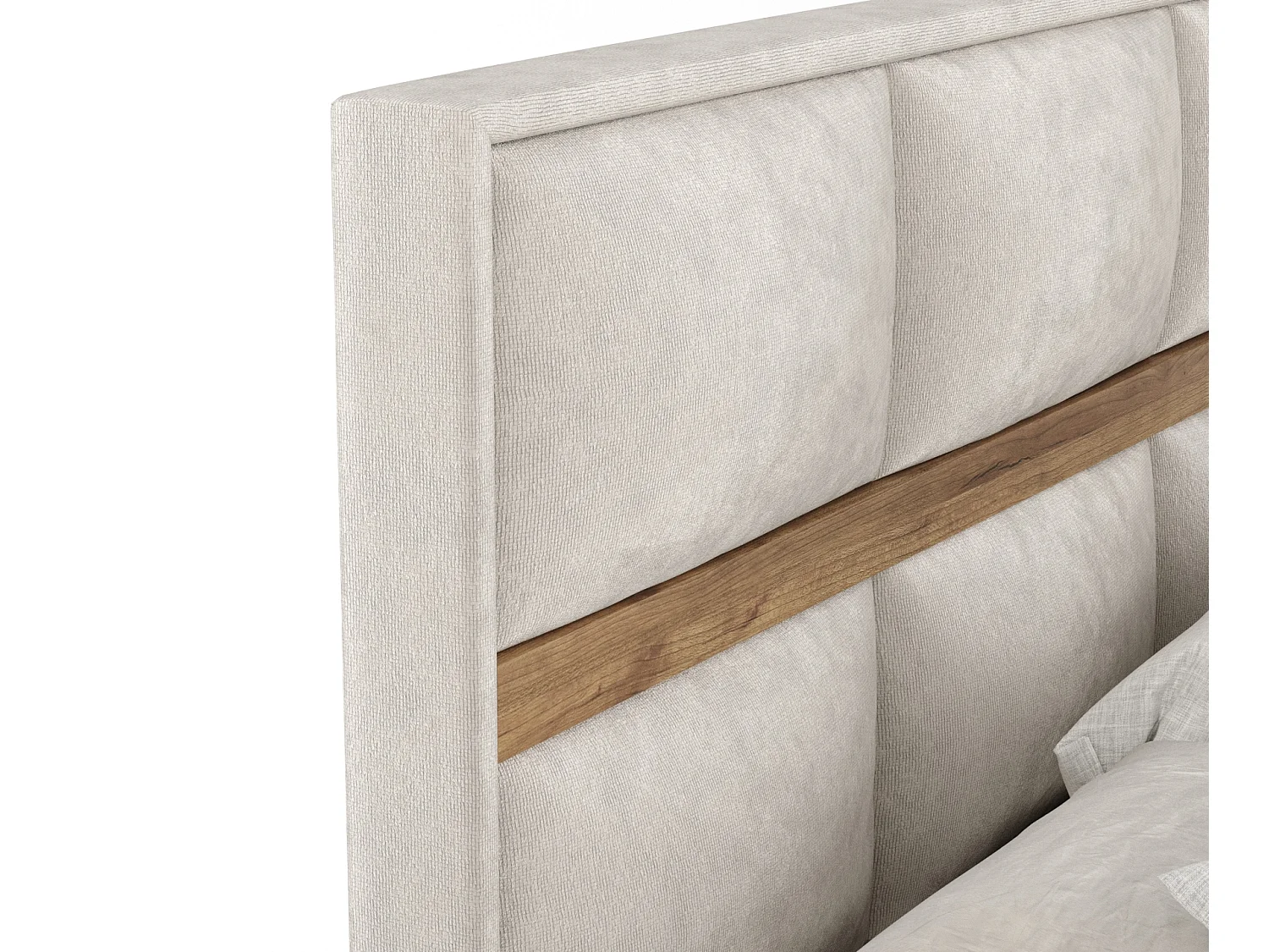 Lit boxspring en tissu velours Soto - matelas - surmatelas - 140x200 cm - beige clair