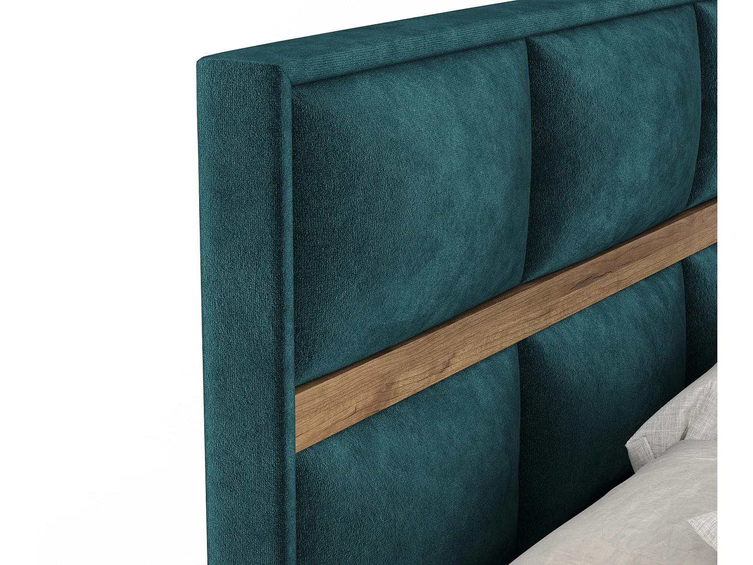 Boxspringbett aus Samtstoff Soto - Matratze - Toppermatratze - 140x200 cm - türkisfarbe