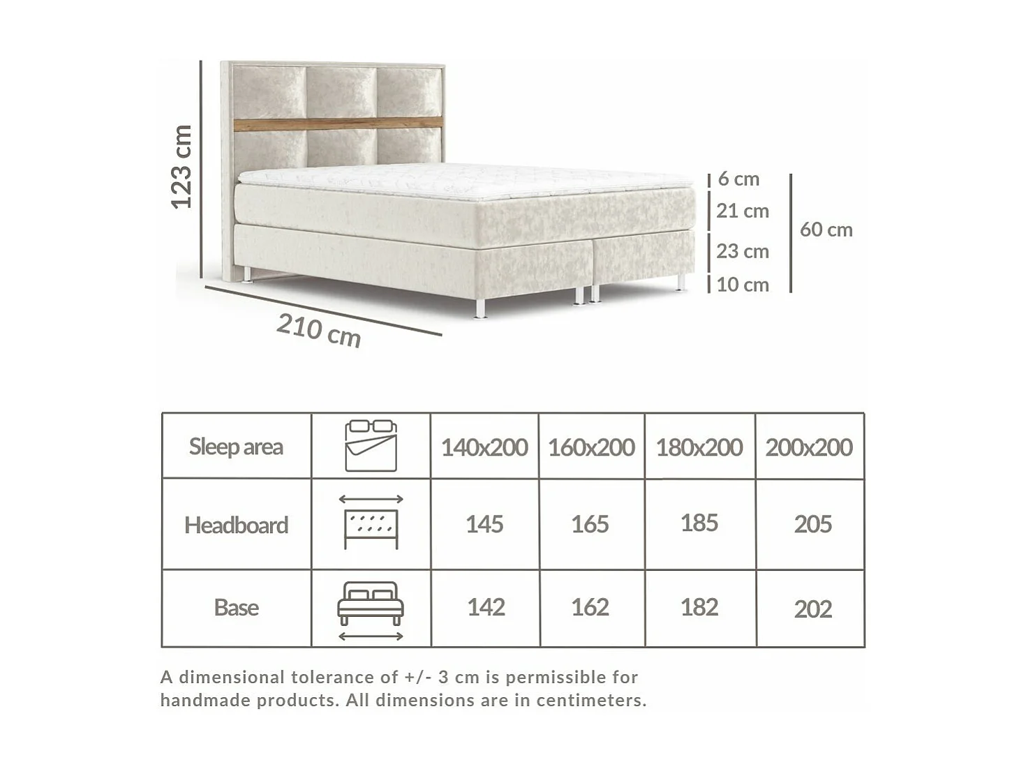 Boxspringbett aus Samtstoff Soto - Matratze - Toppermatratze - 140x200 cm - türkisfarbe