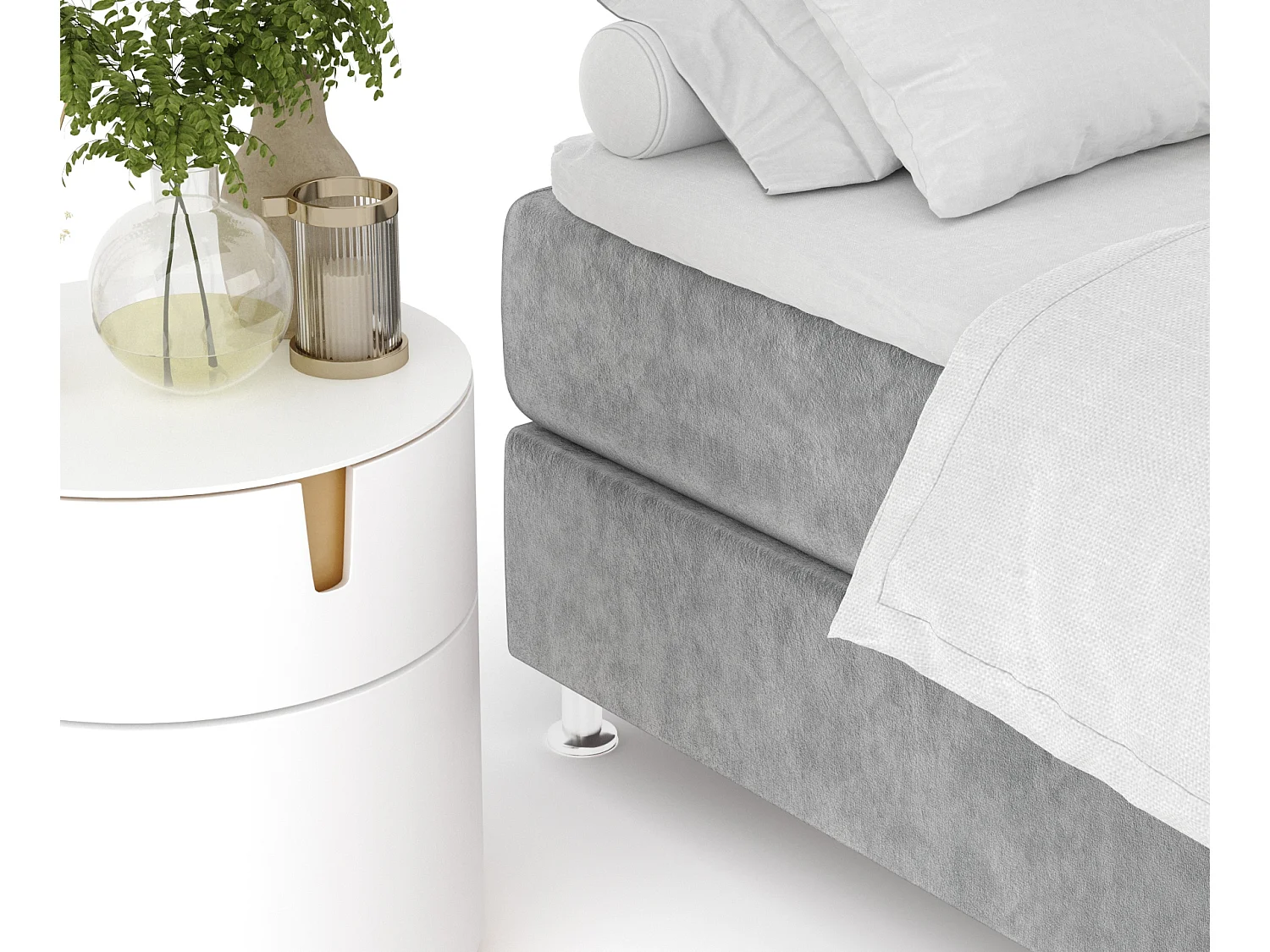 Lit boxspring en tissu velours Sub - matelas - surmatelas - 180x200 cm - gris