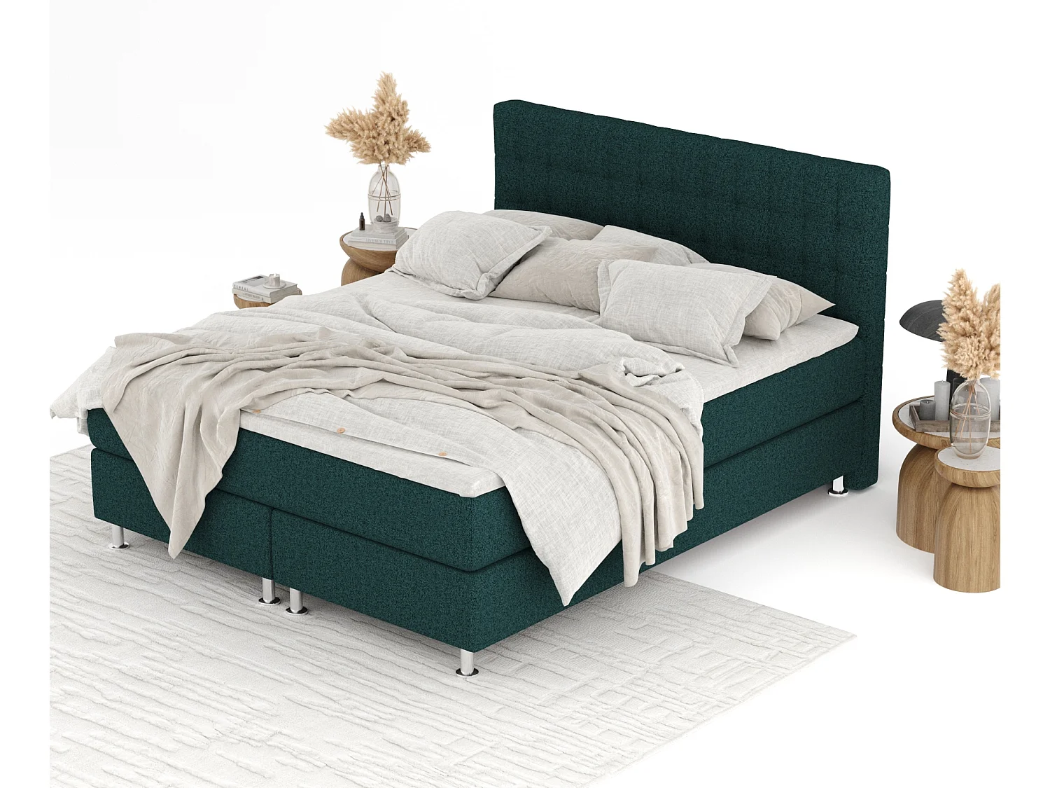 Lit boxspring en toile tissée Sorrento - matelas - surmatelas - 180x200 cm - vert
