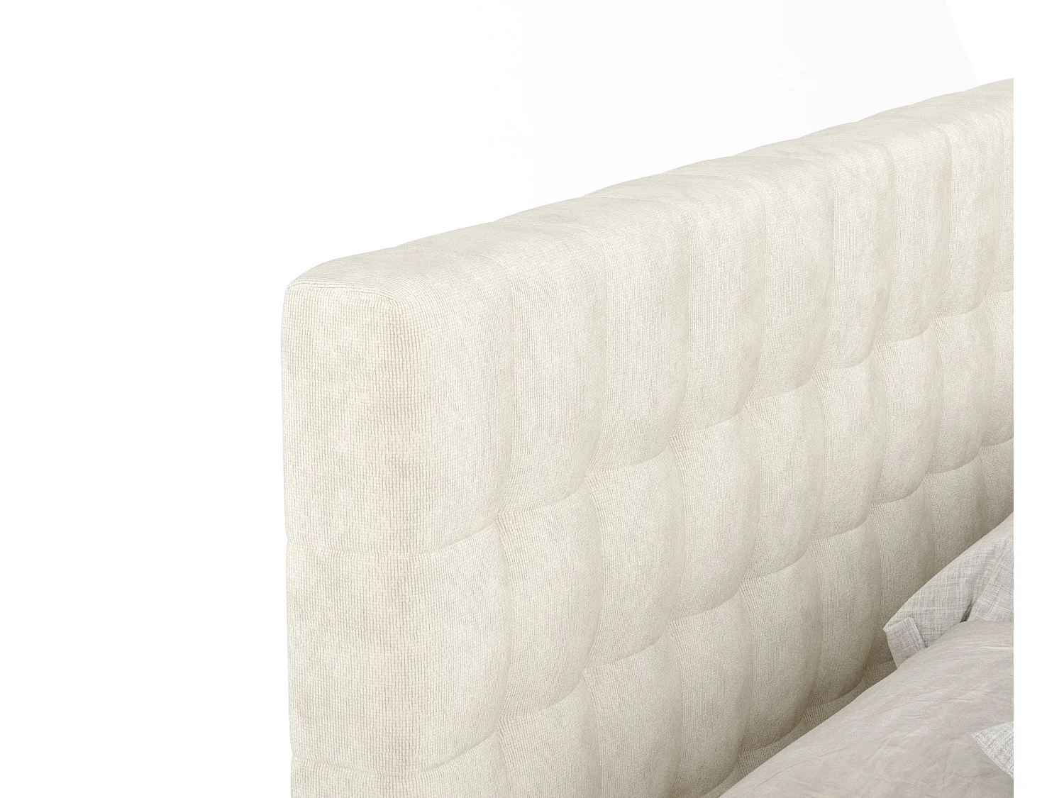 Boxspringbett aus Samtstoff Sorrento - Matratze - Toppermatratze - 200x200 cm - creme