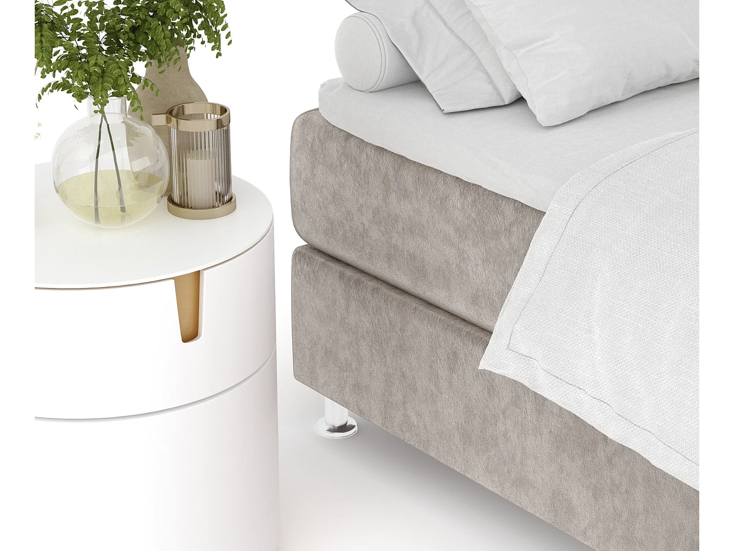 Boxspringbett aus Samtstoff Sub - Matratze - Toppermatratze - 200x200 cm - taupe