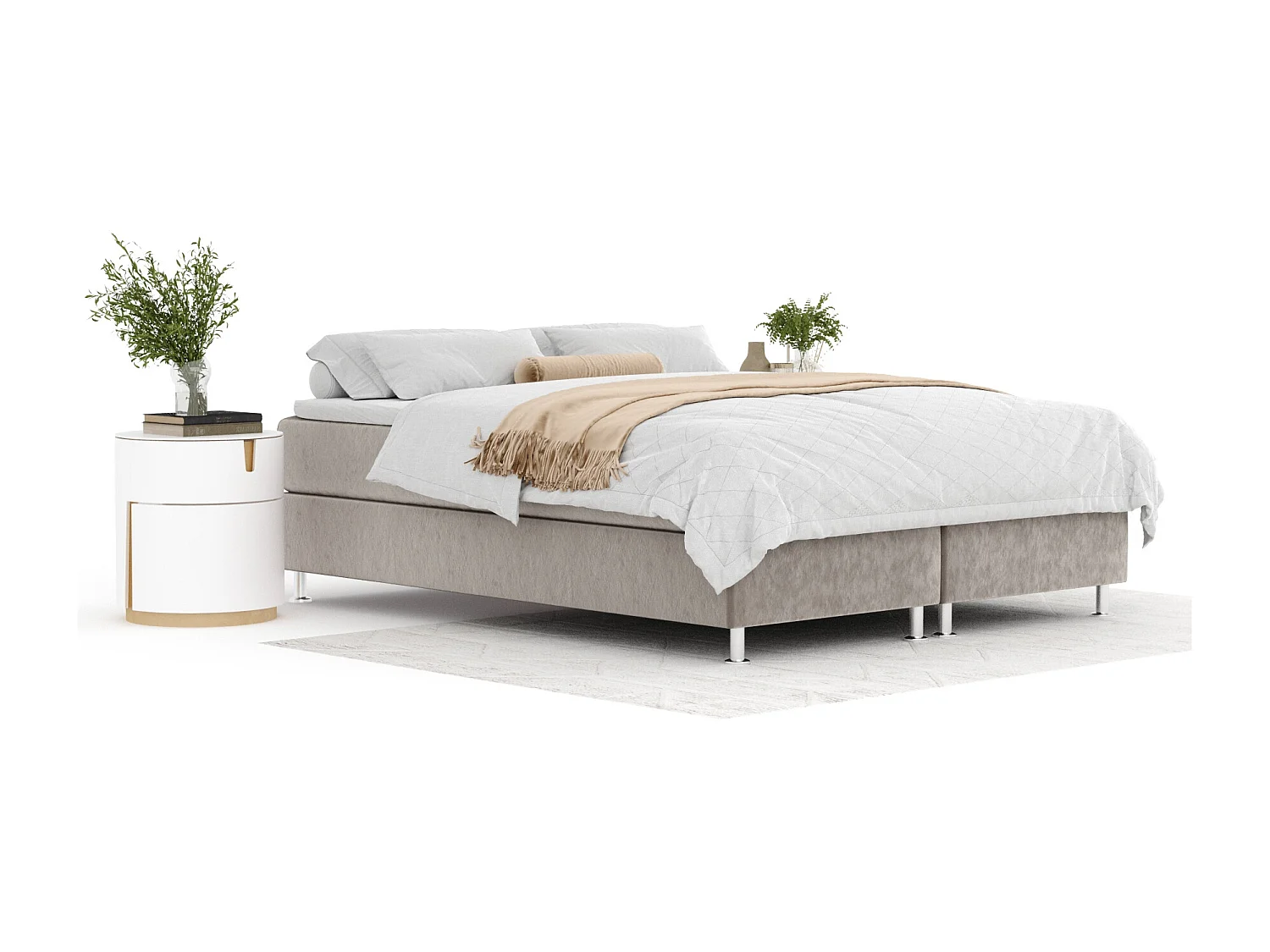 Boxspringbett aus Samtstoff Sub - Matratze - Toppermatratze - 200x200 cm - taupe