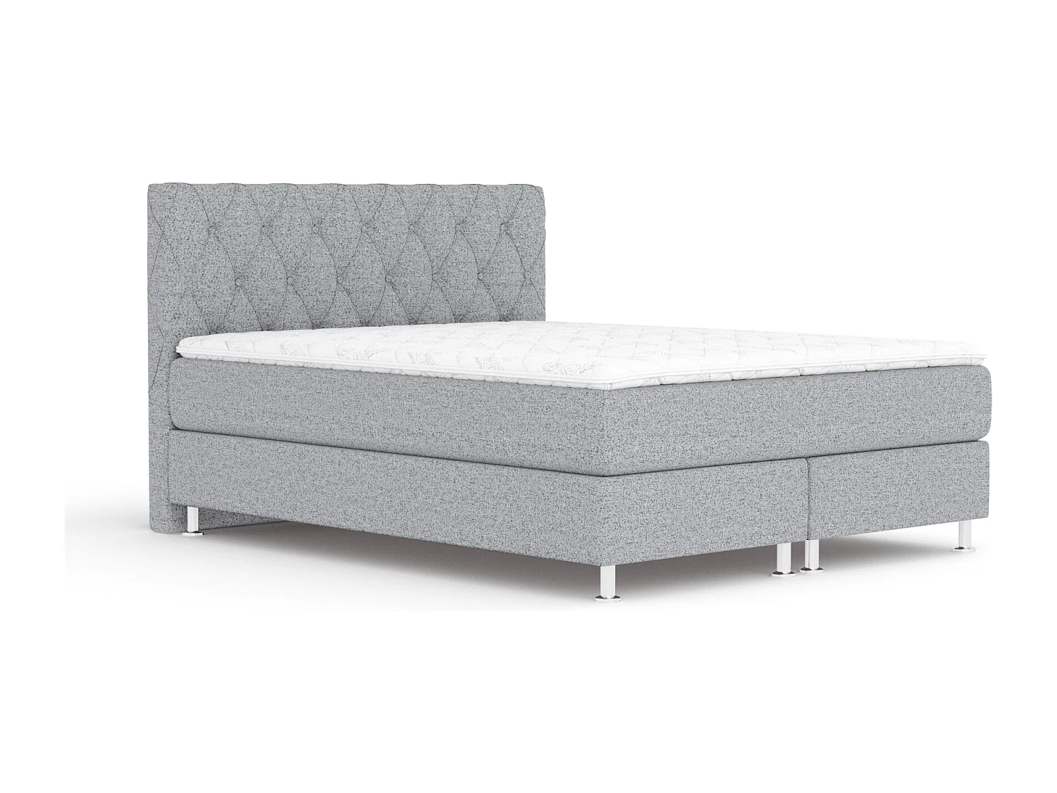 Boxspringbett aus Webstoff Otus - Matratze - Toppermatratze - 160x200 cm - grau