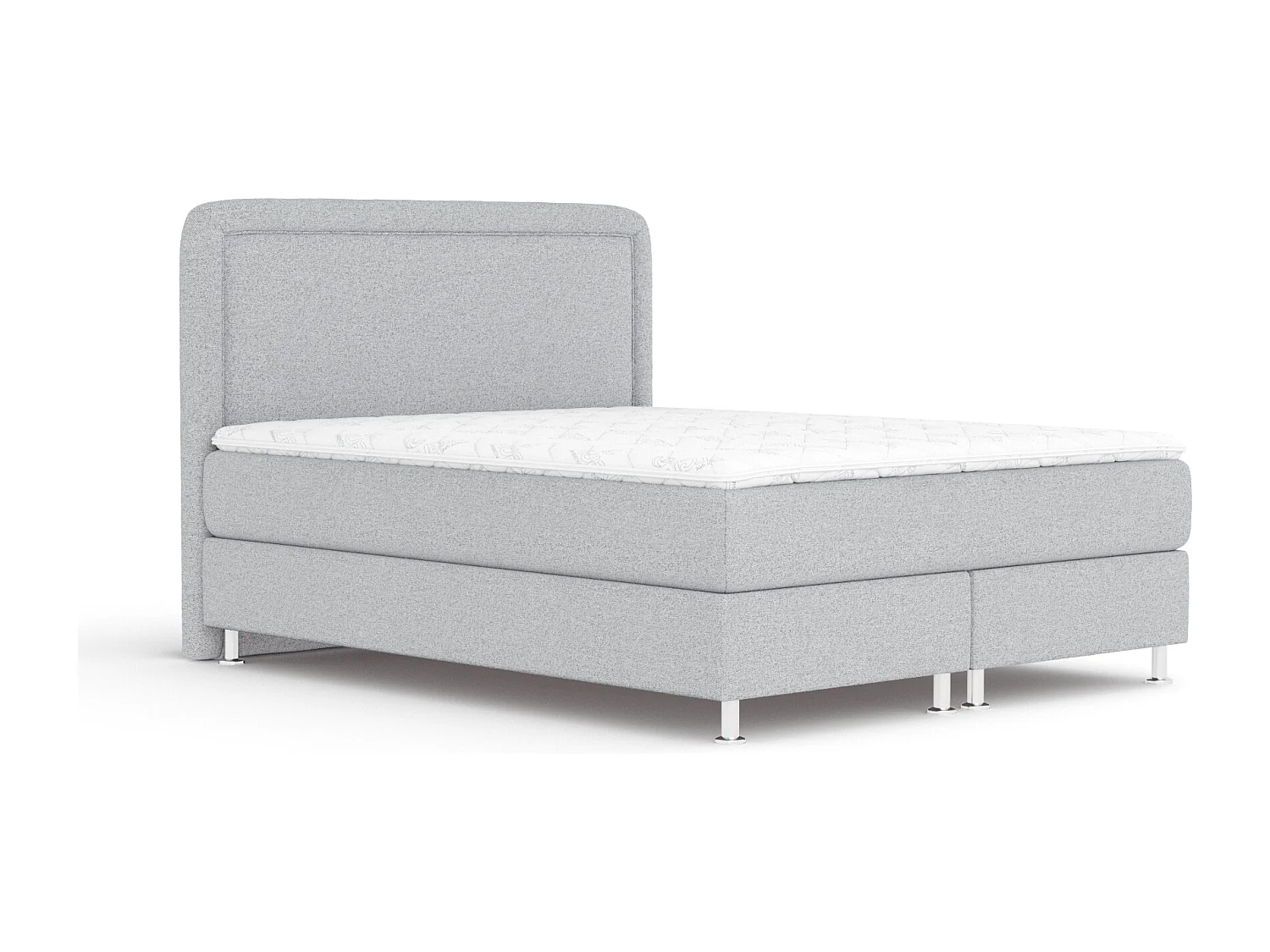 Boxspringbett aus Webstoff Salvi - Matratze - Toppermatratze - 180x200 cm - hellgrau