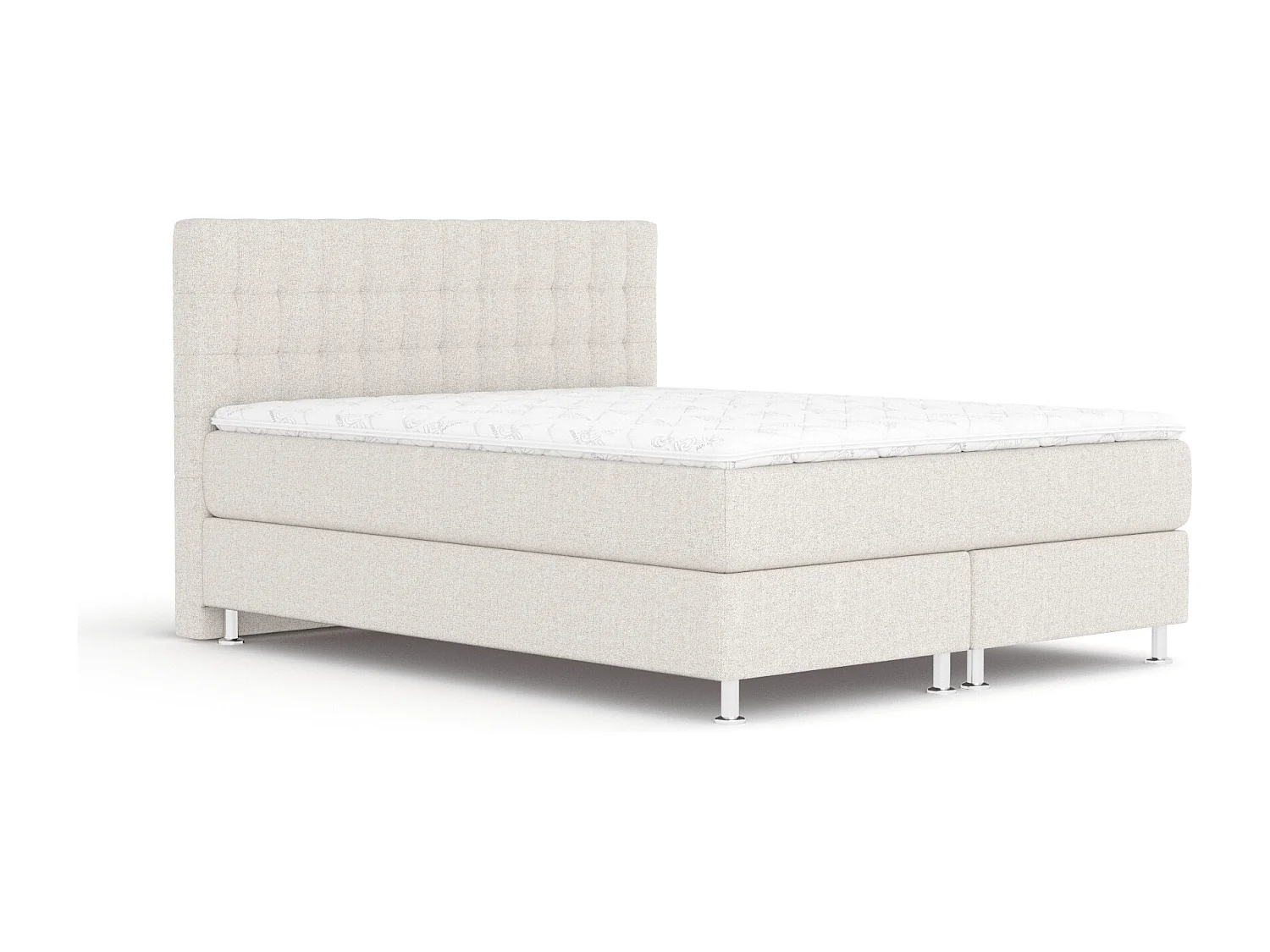 Boxspringbett aus Webstoff Sorrento - Matratze - Toppermatratze - 200x200 cm - beige