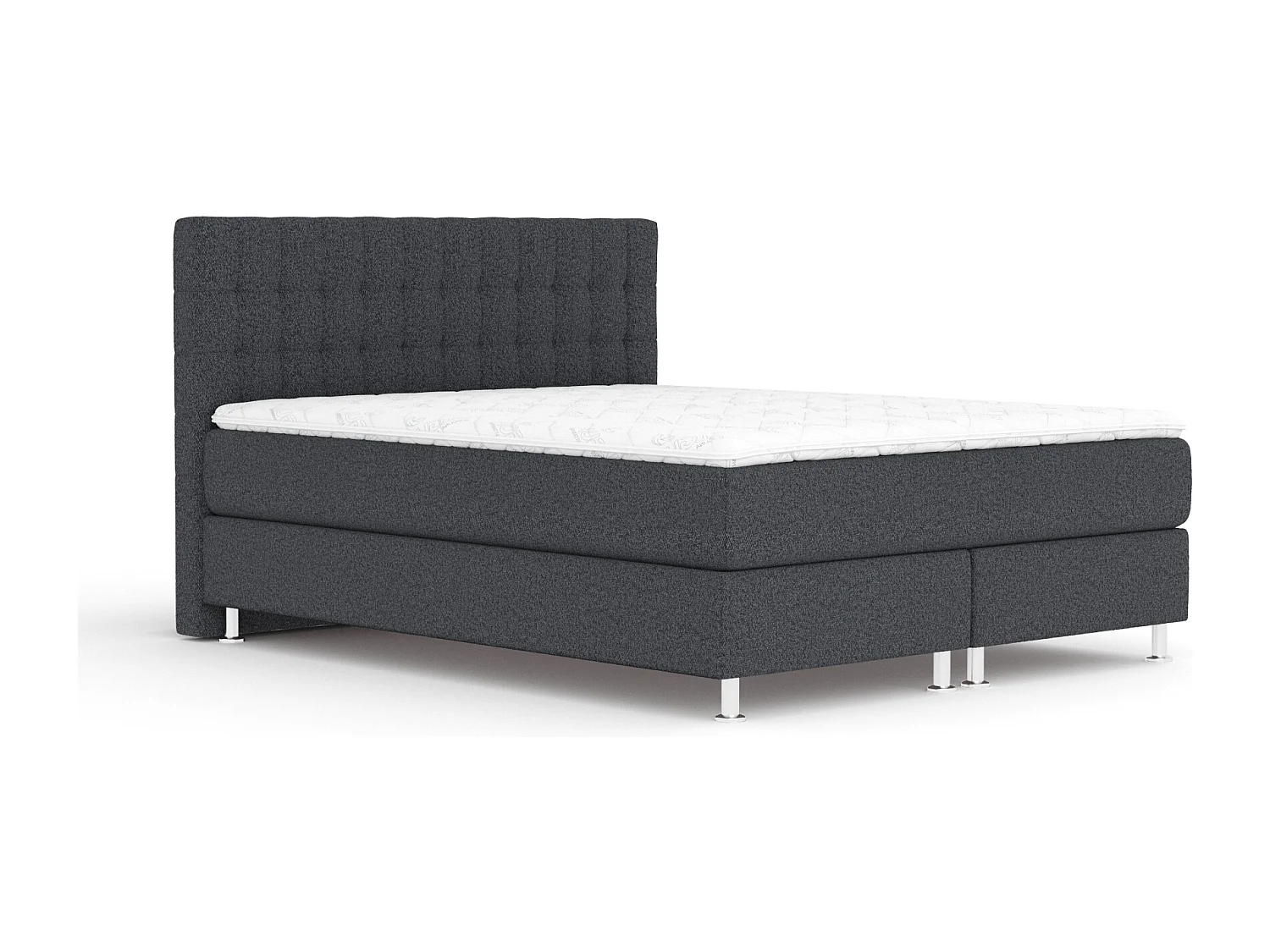 Boxspringbett aus Webstoff Sorrento - Matratze - Toppermatratze - 200x200 cm - schwarz