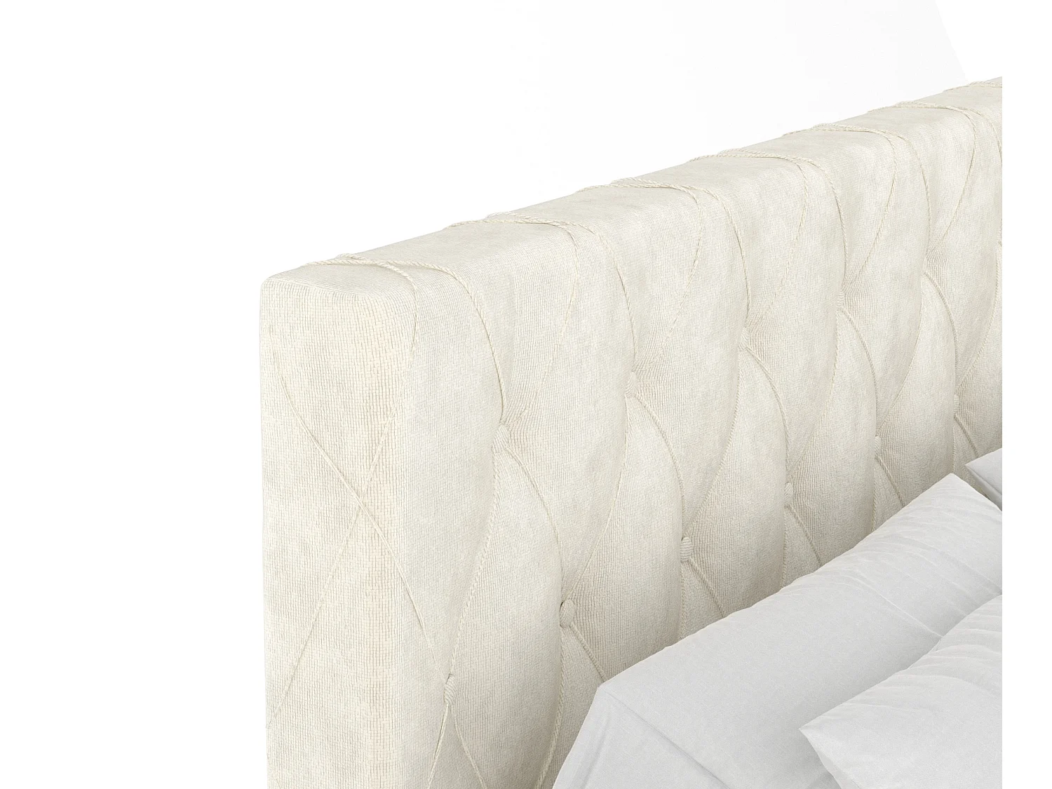 Boxspringbett aus Samtstoff Otus - Matratze - Toppermatratze - 180x200 cm - creme