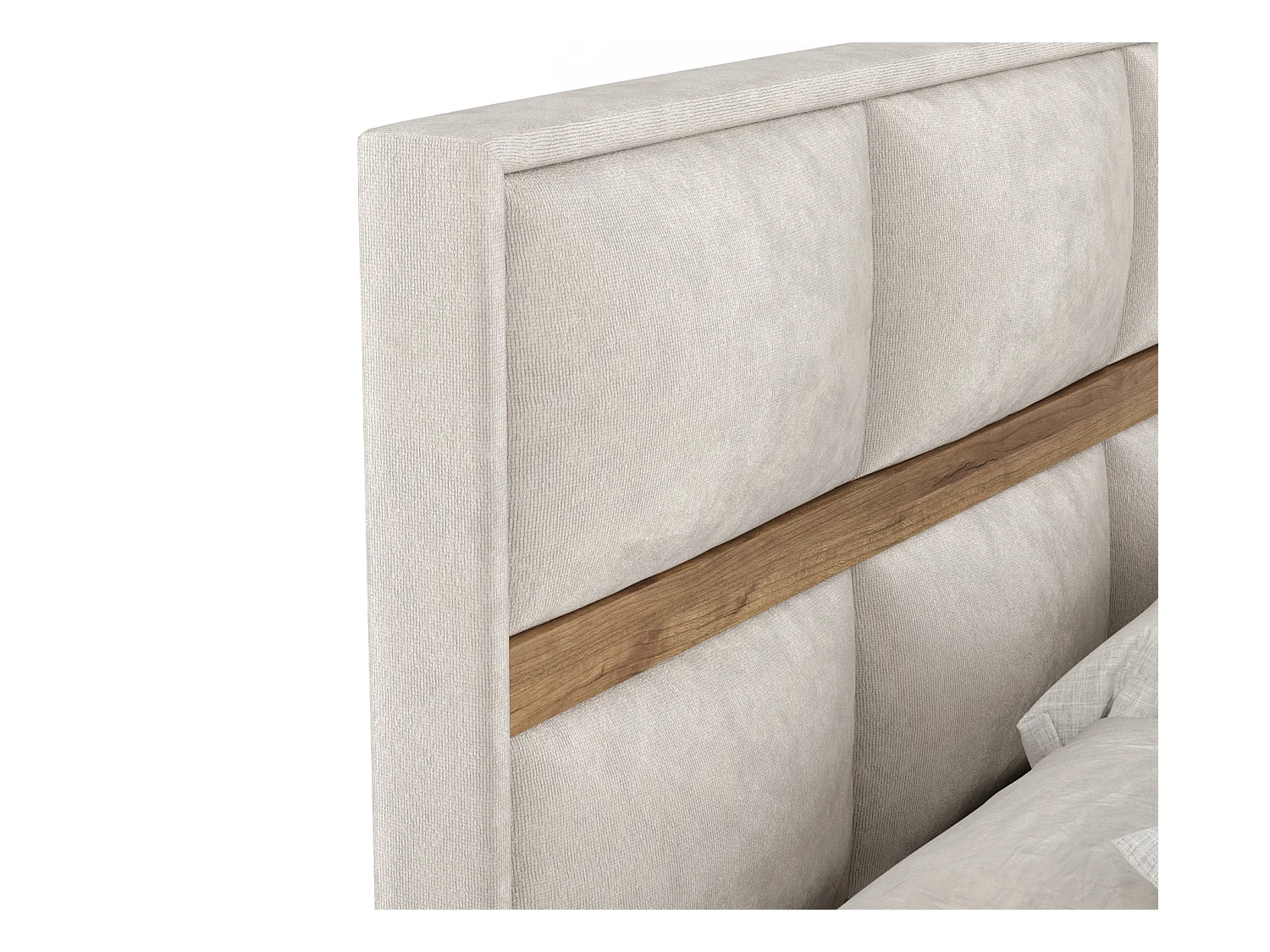 Boxspringbett aus Samtstoff Soto - Matratze - Toppermatratze - 140x200 cm - hellbeige