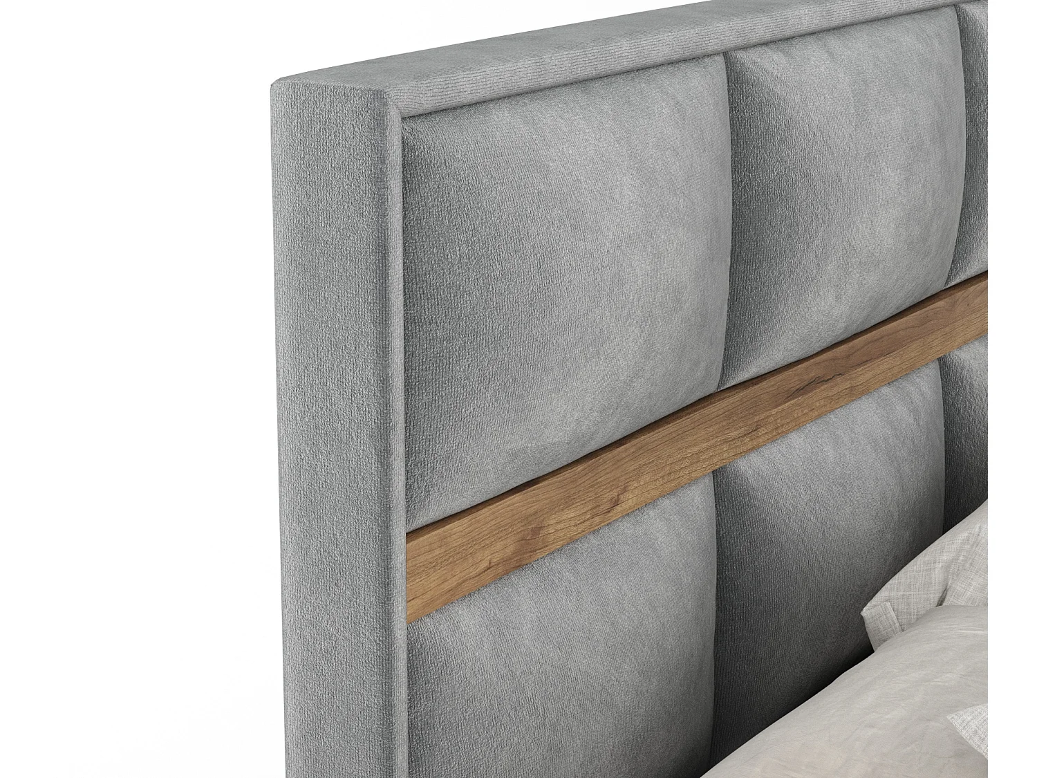 Boxspringbett aus Samtstoff Soto - Matratze - Toppermatratze - 200x200 cm - grau