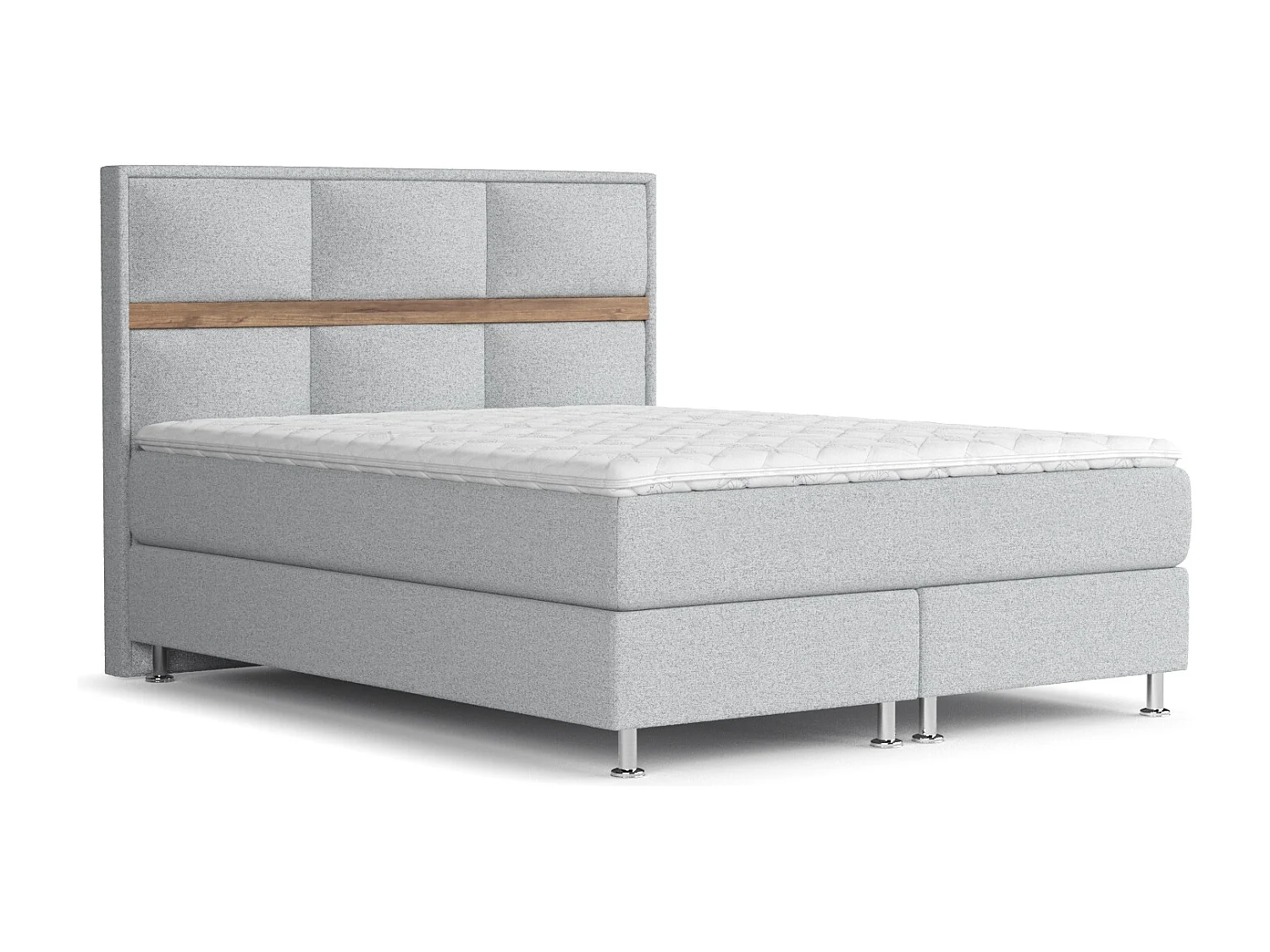 Lit boxspring en toile tissée Soto - matelas - surmatelas - 160x200 cm - gris clair
