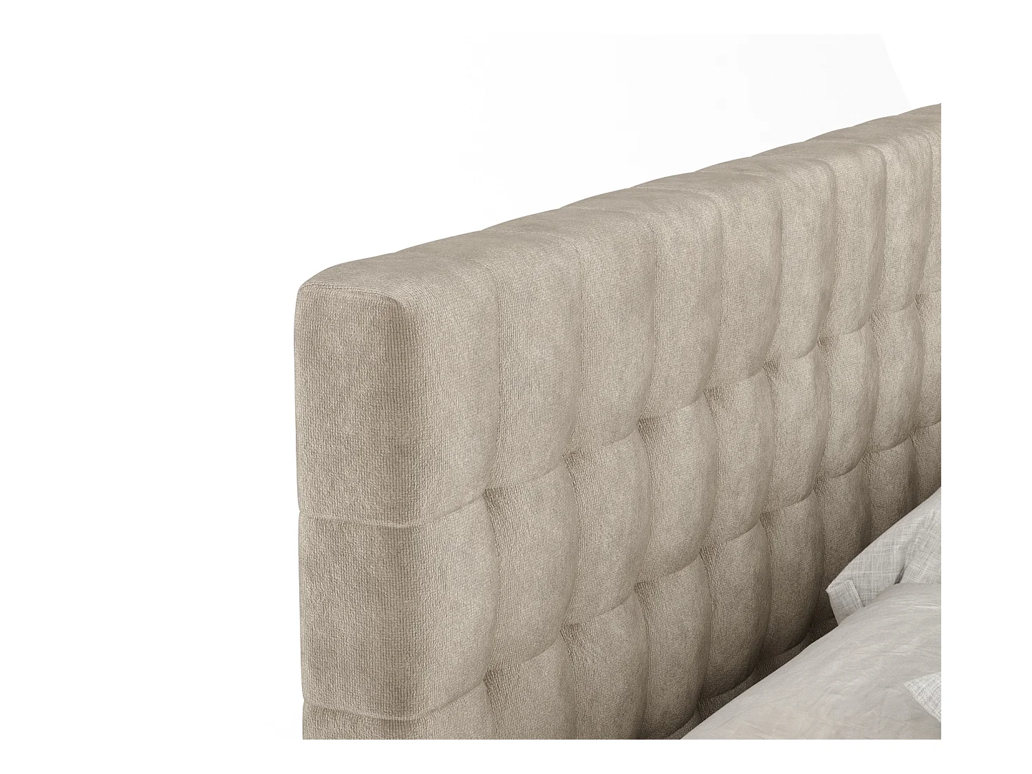 Boxspringbett aus Samtstoff Sorrento - Matratze - Toppermatratze - 160x200 cm - beige