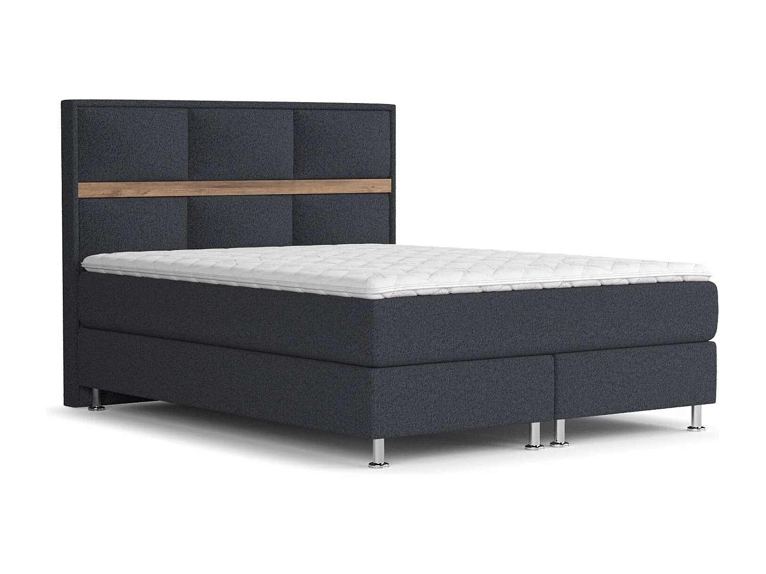 Boxspringbett aus Webstoff Soto - Matratze - Toppermatratze - 180x200 cm - schwarz