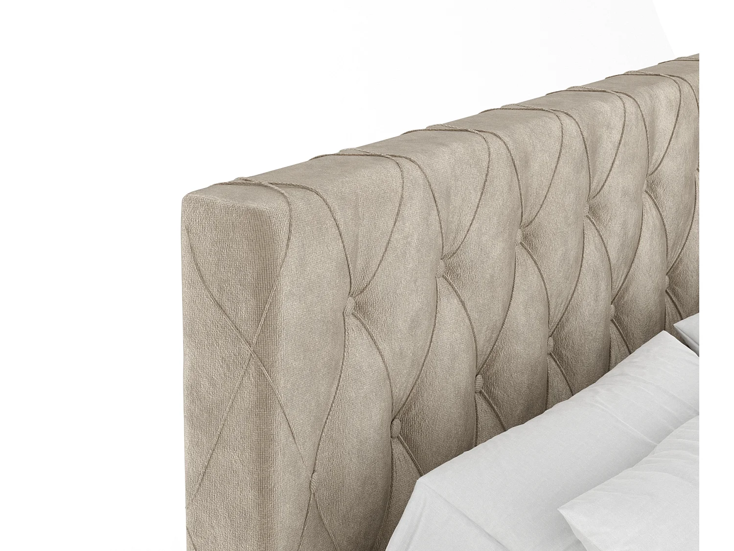 Boxspringbett aus Samtstoff Otus - Matratze - Toppermatratze - 140x200 cm - beige