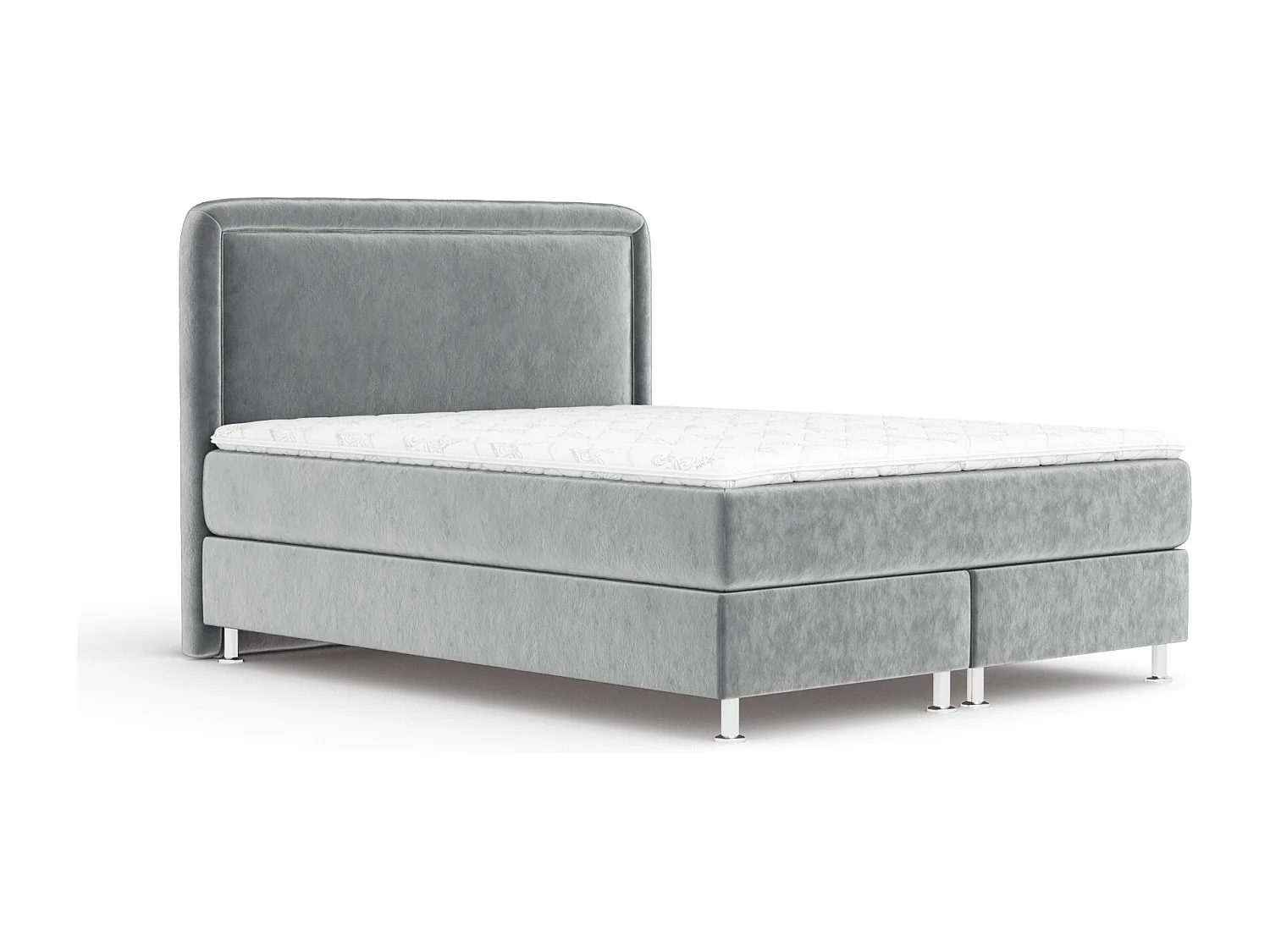 Boxspringbett aus Samtstoff Salvi - Matratze - Toppermatratze - 180x200 cm - grau