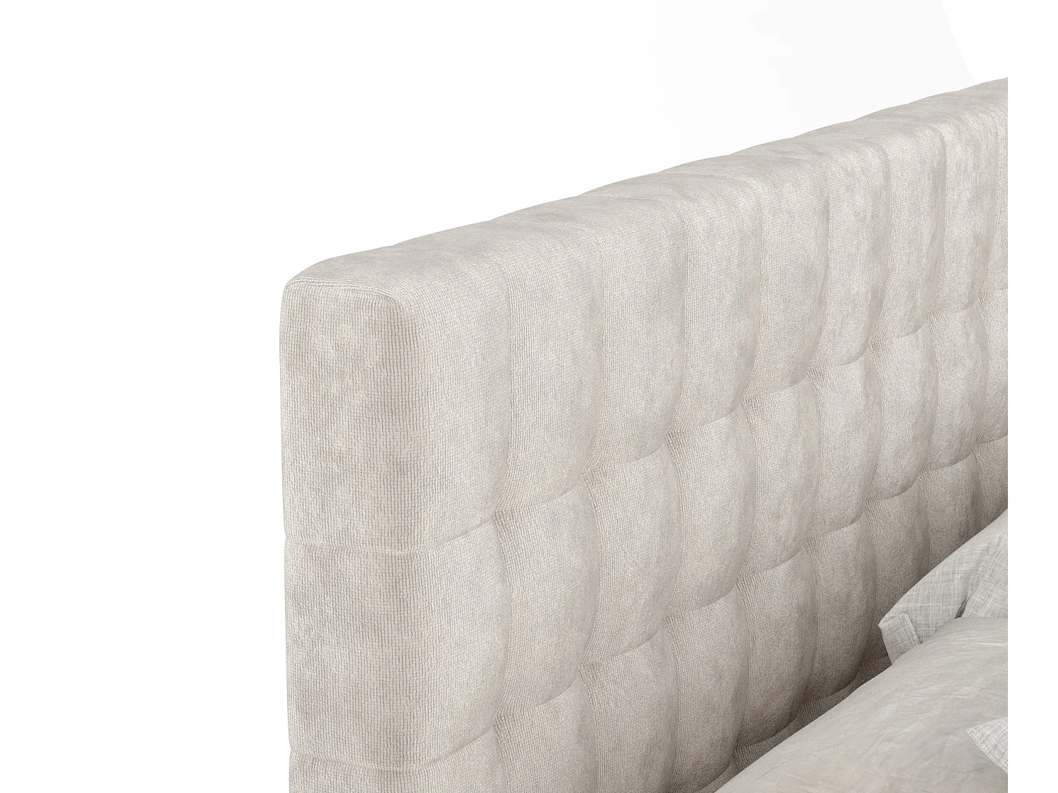 Lit boxspring en tissu velours Sorrento - matelas - surmatelas - 140x200 cm - beige clair