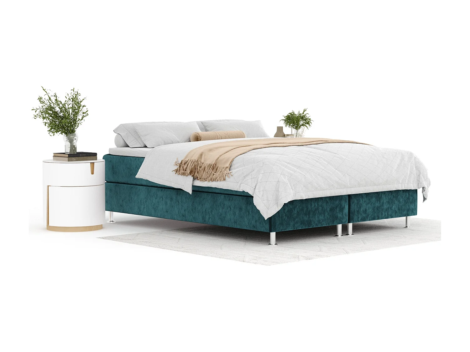 Lit boxspring en tissu velours Sub - matelas - surmatelas - 180x200 cm - turquoise