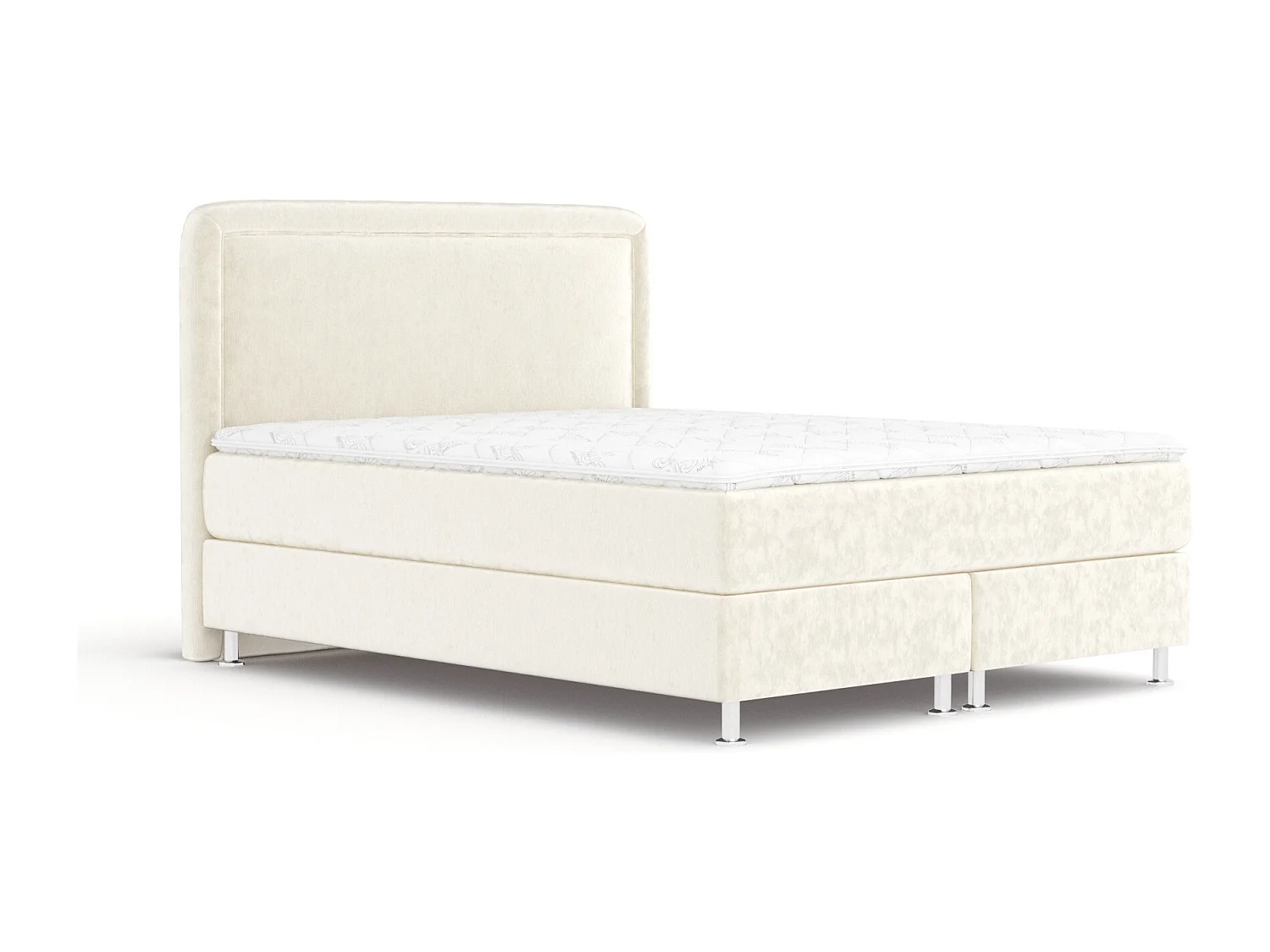 Lit boxspring en tissu velours Salvi - matelas - surmatelas - 180x200 cm - creme