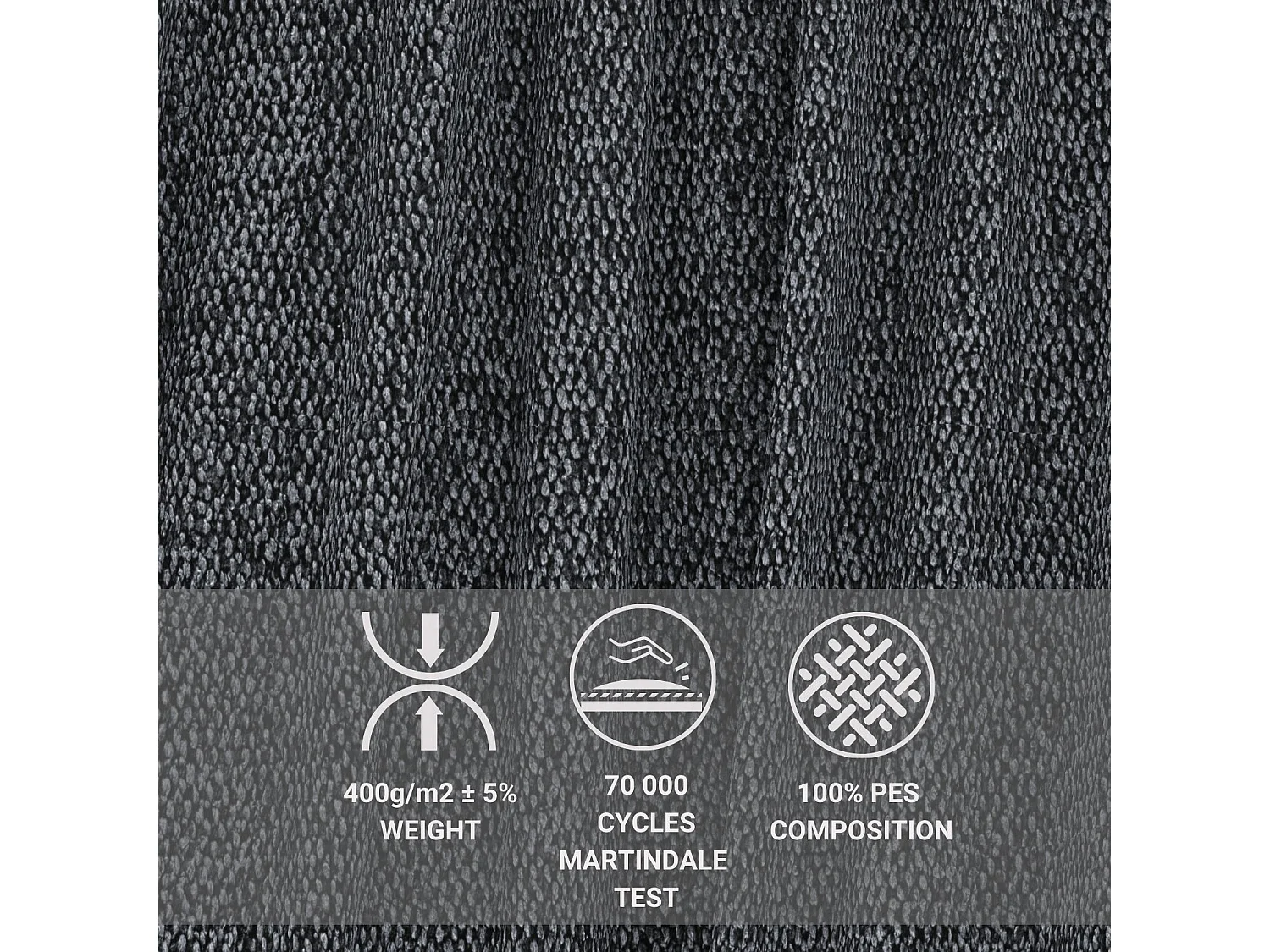 Boxspringbett aus Webstoff Otus - Matratze - Toppermatratze - 140x200 cm - schwarz