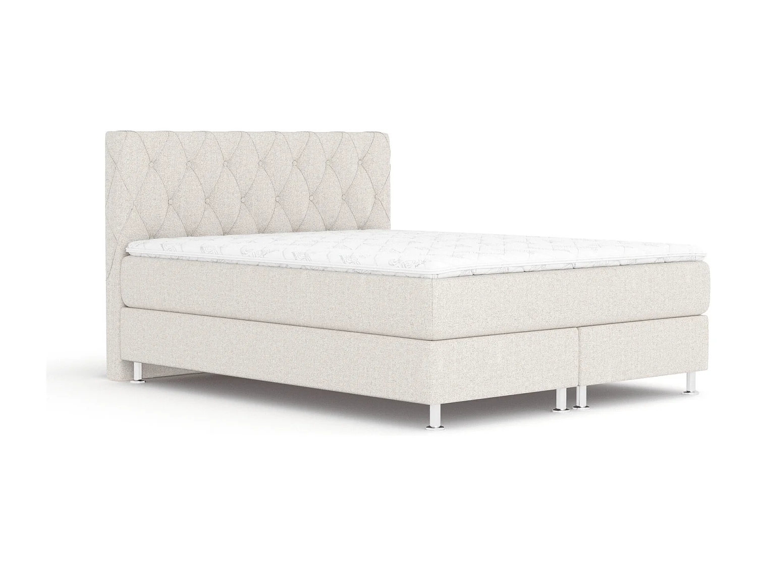 Lit boxspring en toile tissée Otus - matelas - surmatelas - 180x200 cm - beige