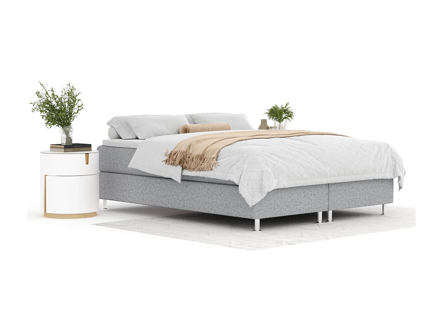 Boxspringbett aus Webstoff Sub - Matratze - Toppermatratze - 160x200 cm - grau