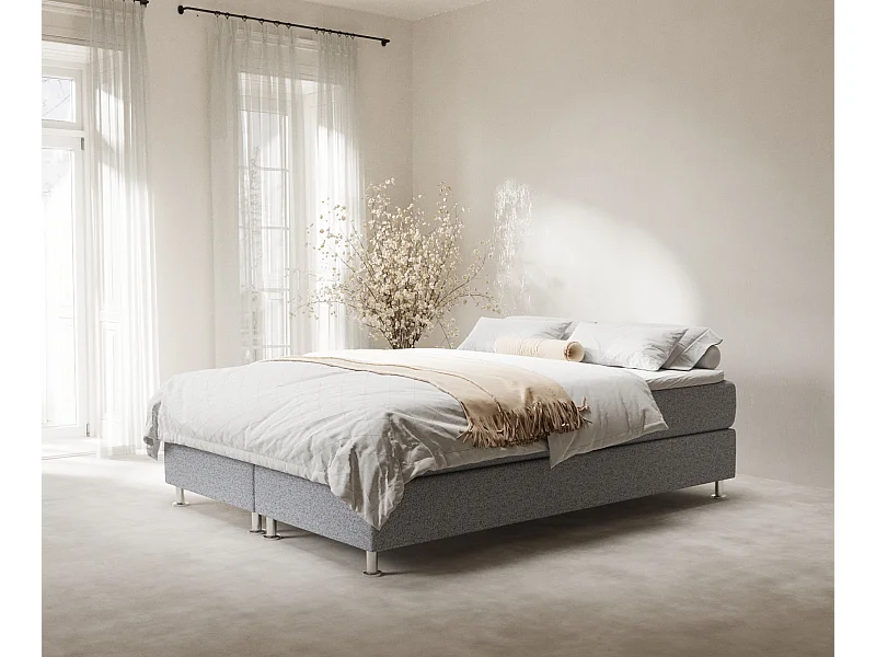 Boxspringbett aus Webstoff Sub - Matratze - Toppermatratze - 160x200 cm - grau