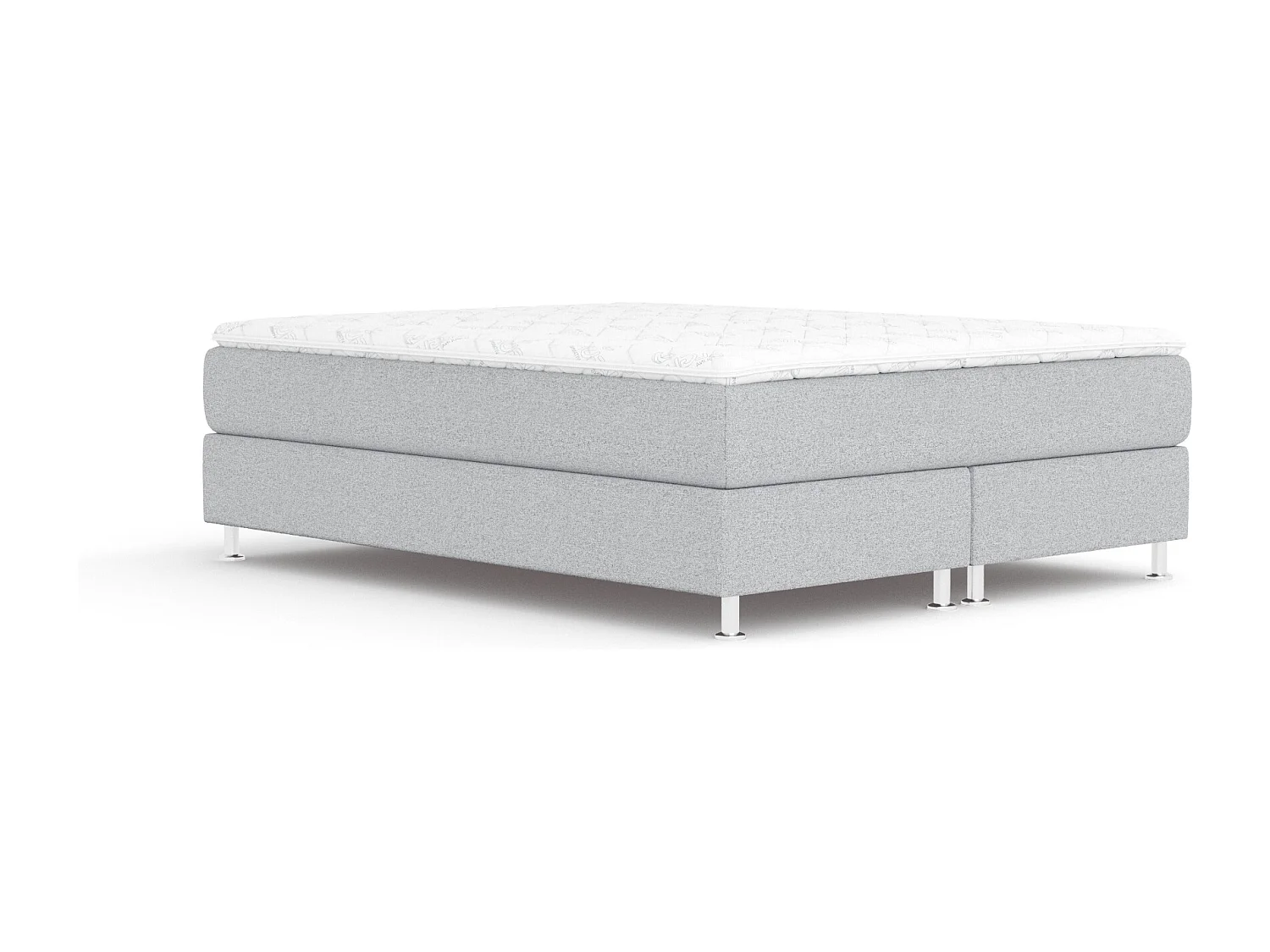 Boxspringbett aus Webstoff Sub - Matratze - Toppermatratze - 200x200 cm - hellgrau