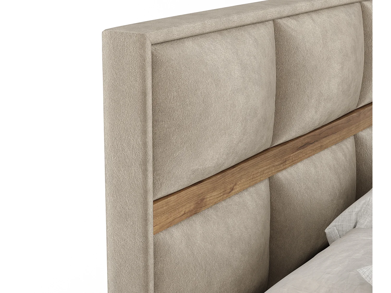 Boxspringbett aus Samtstoff Soto - Matratze - Toppermatratze - 200x200 cm - beige