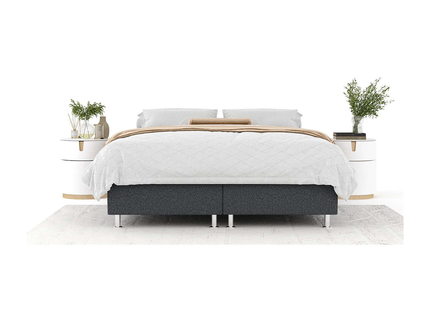 Boxspringbett aus Webstoff Sub - Matratze - Toppermatratze - 160x200 cm - schwarz