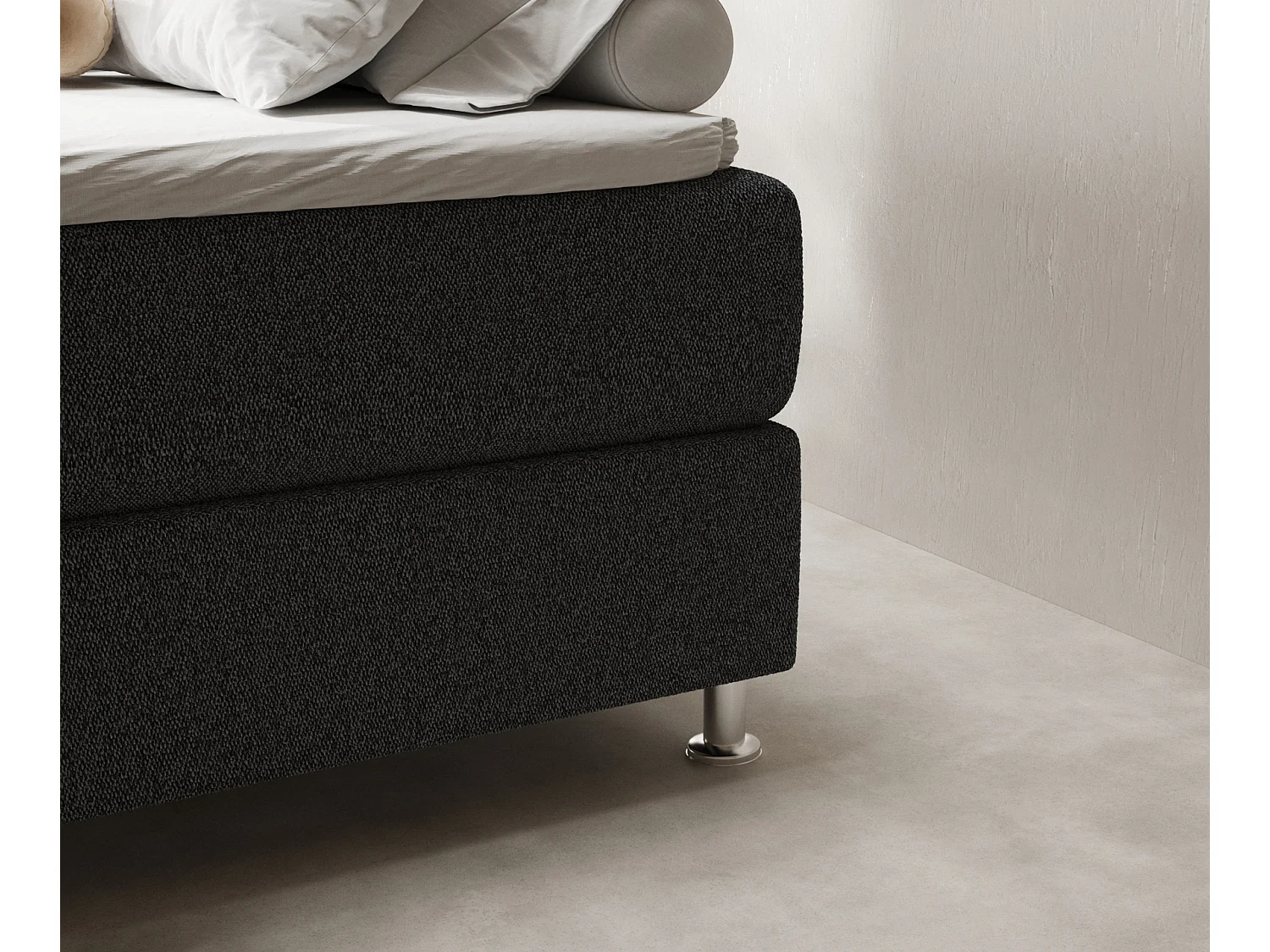 Boxspringbett aus Webstoff Sub - Matratze - Toppermatratze - 160x200 cm - schwarz