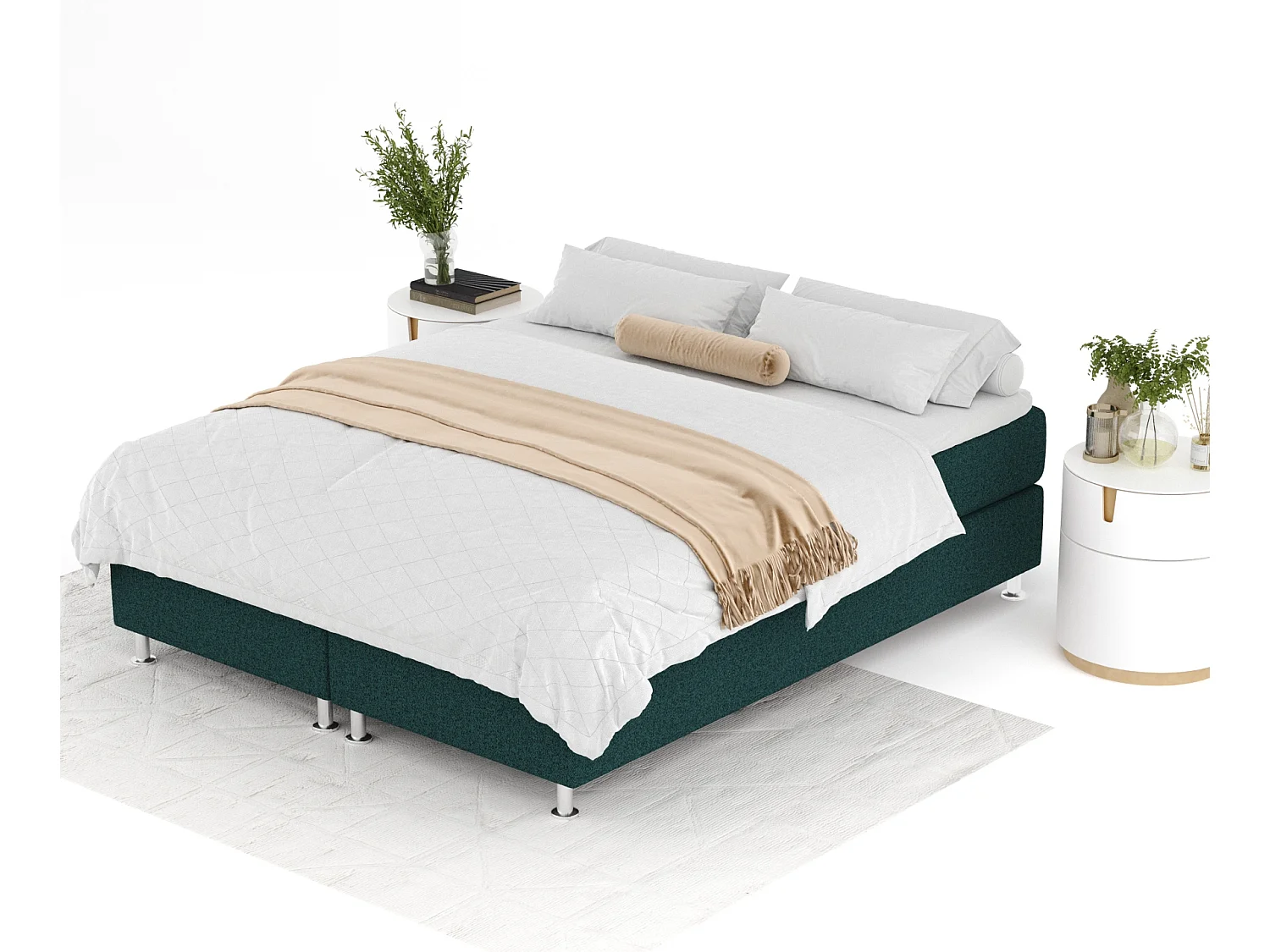 Lit boxspring en toile tissée Sub - matelas - surmatelas - 140x200 cm - vert