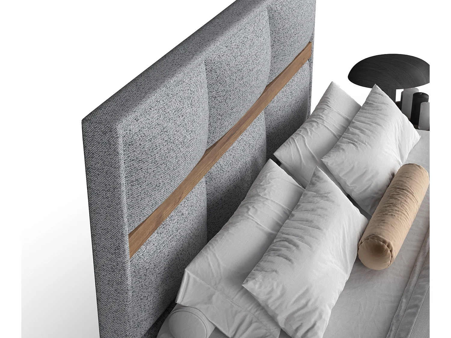 Lit boxspring en toile tissée Soto - matelas - surmatelas - 200x200 cm - gris