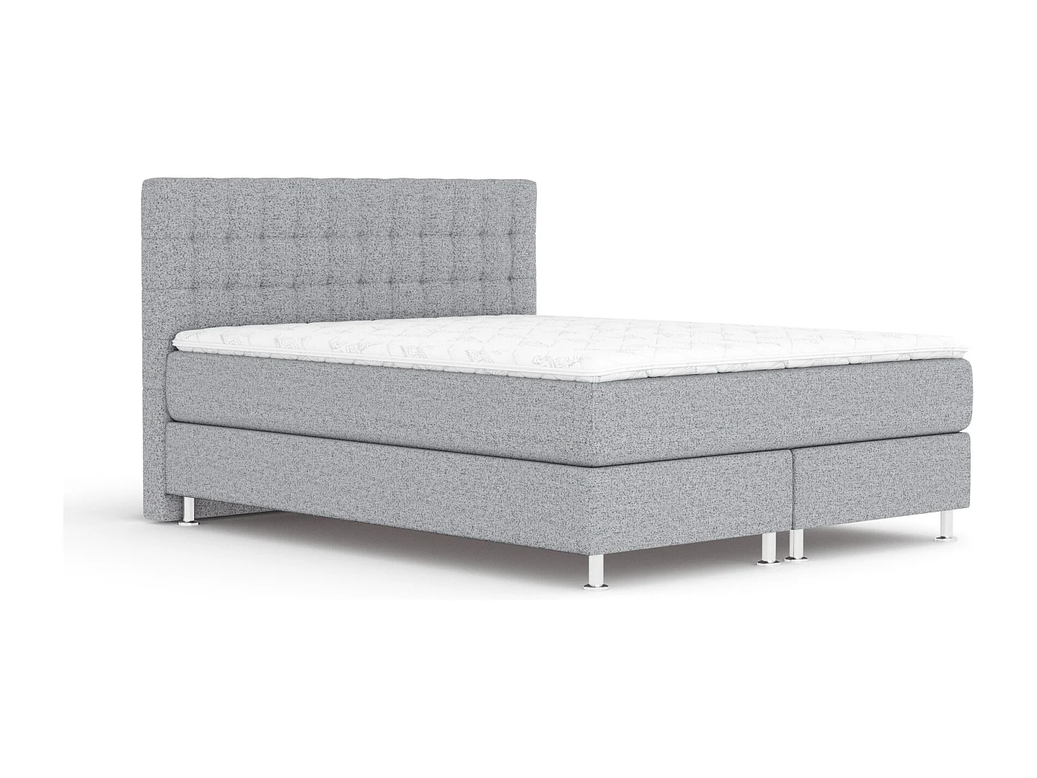 Boxspringbett aus Webstoff Sorrento - Matratze - Toppermatratze - 140x200 cm - grau