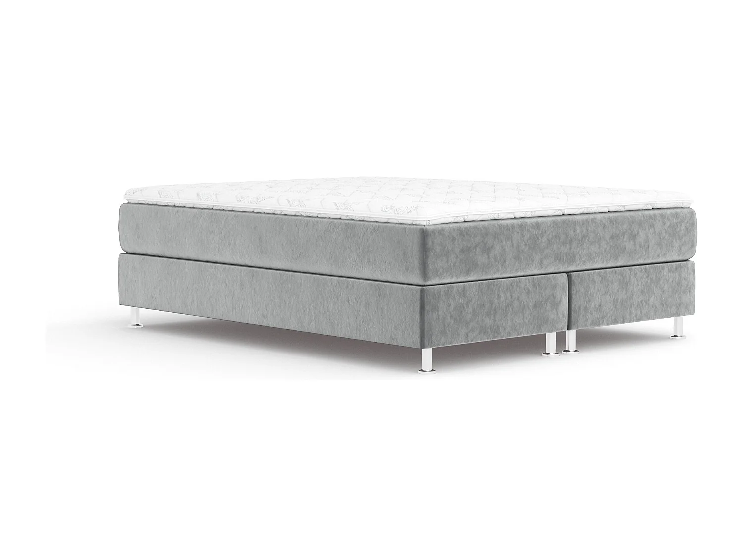 Lit boxspring en tissu velours Sub - matelas - surmatelas - 200x200 cm - gris
