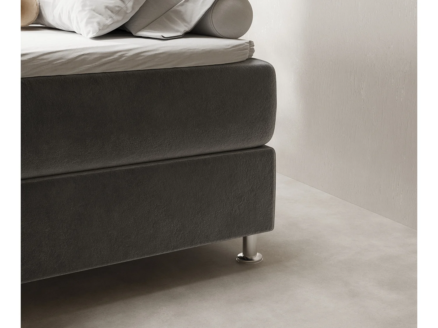 Lit boxspring en tissu velours Sub - matelas - surmatelas - 200x200 cm - gris