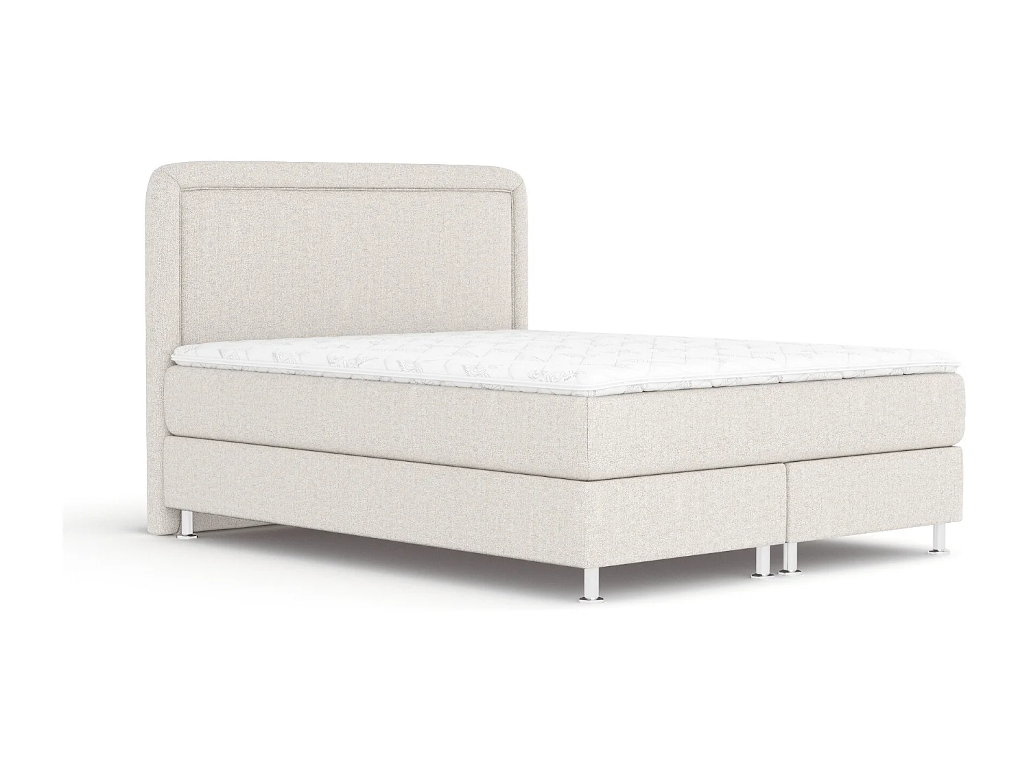 Boxspringbett aus Webstoff Salvi - Matratze - Toppermatratze - 180x200 cm - beige
