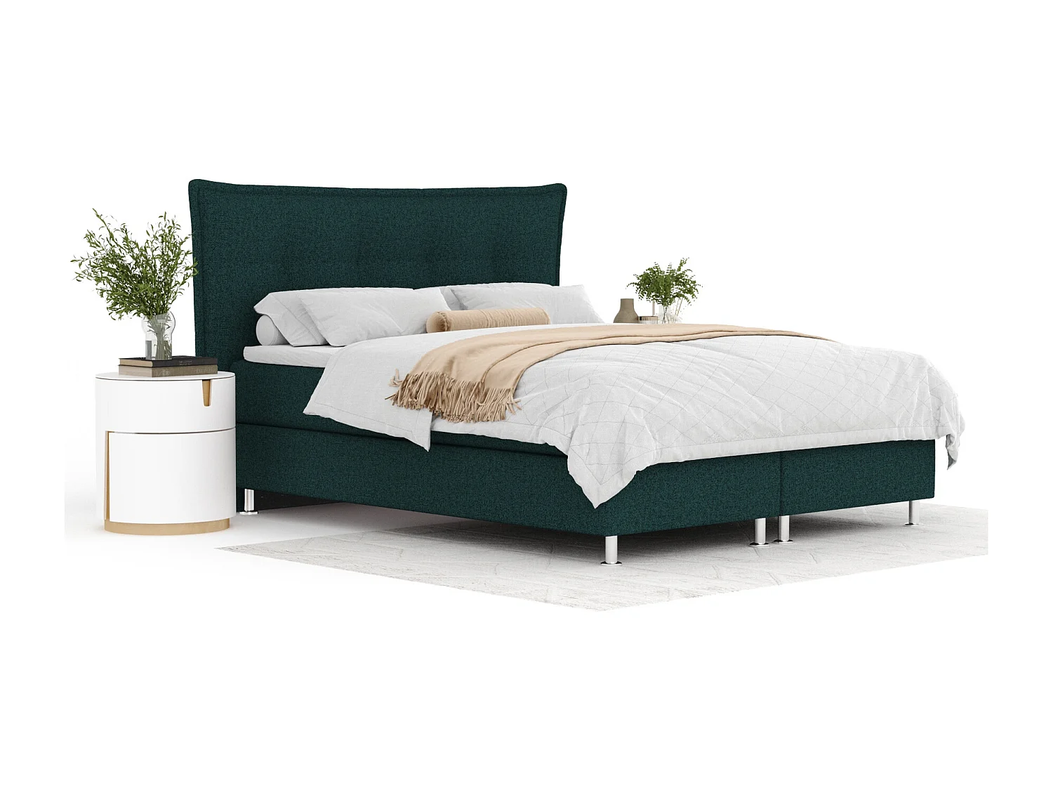 Boxspringbett aus Webstoff Minori - Matratze - Toppermatratze - 180x200 cm - grün