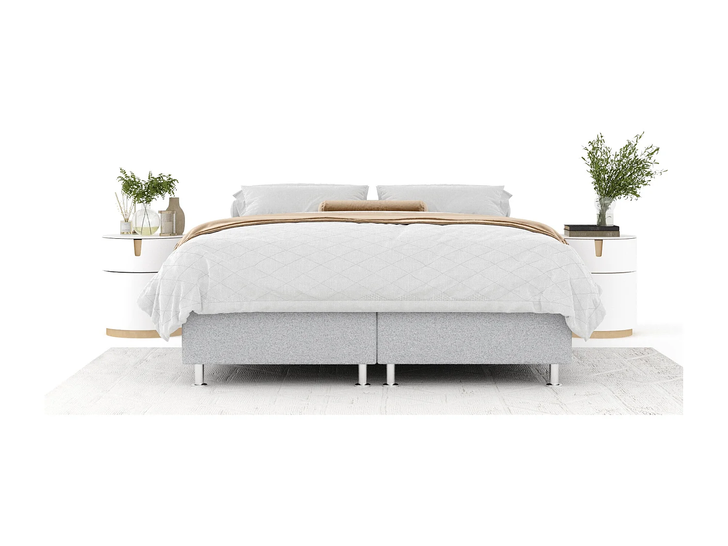 Boxspringbett aus Webstoff Sub - Matratze - Toppermatratze - 180x200 cm - hellgrau