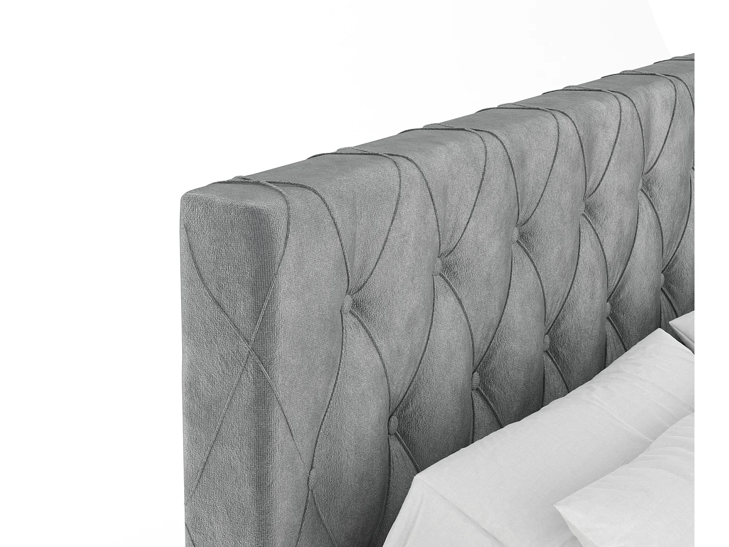 Boxspringbett aus Samtstoff Otus - Matratze - Toppermatratze - 160x200 cm - grau