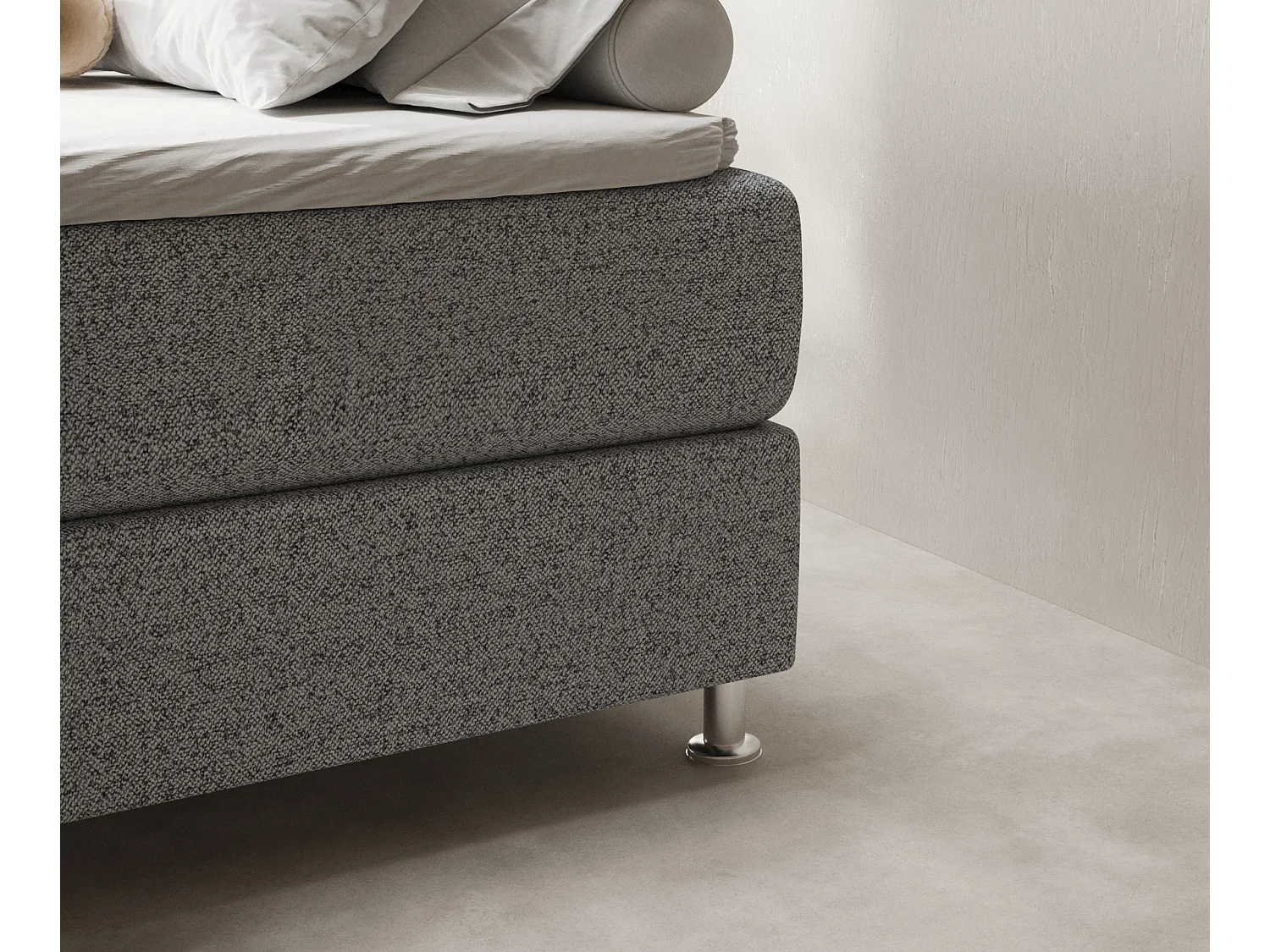 Boxspringbett aus Webstoff Sub - Matratze - Toppermatratze - 200x200 cm - grau